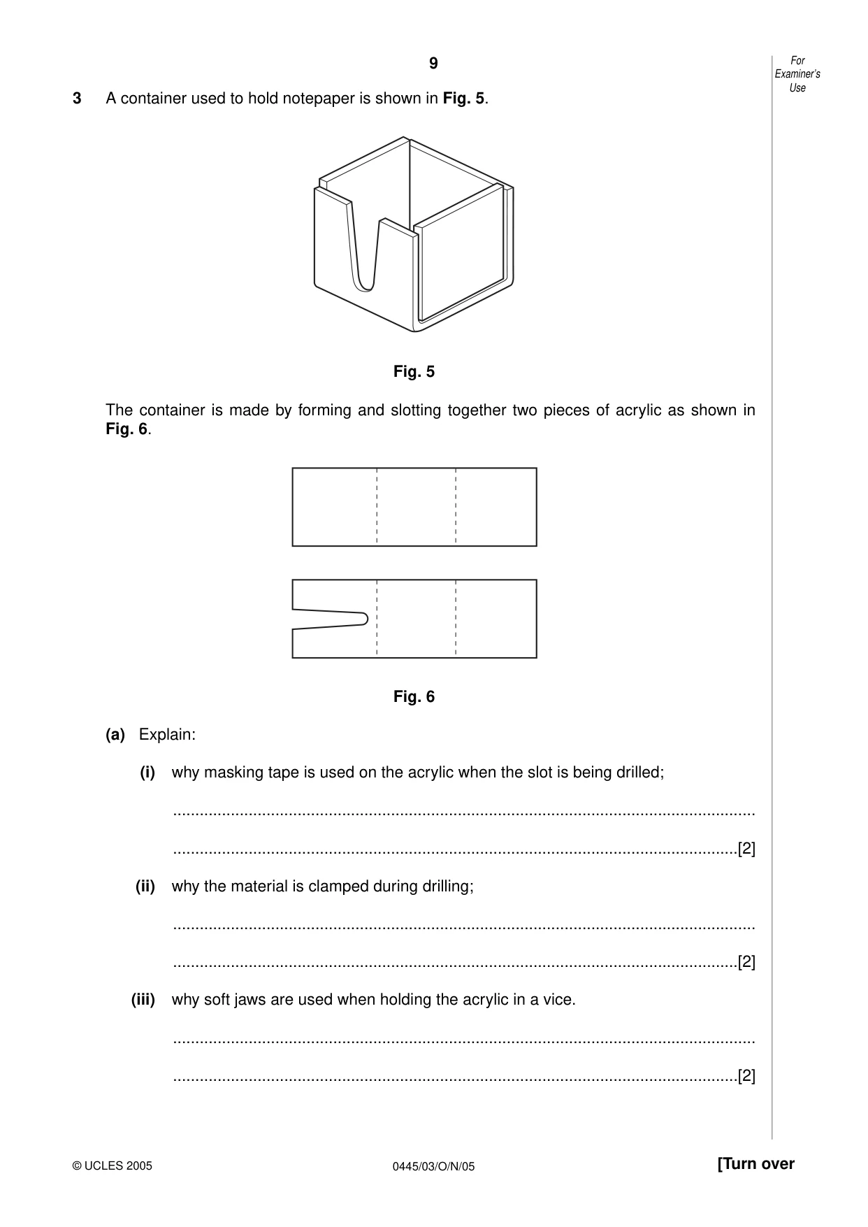 Cambridge IGCSE Design and Technology 0445 2005 Oct/Nov Paper 3 · Variant 1 question paper, page 9 of 16