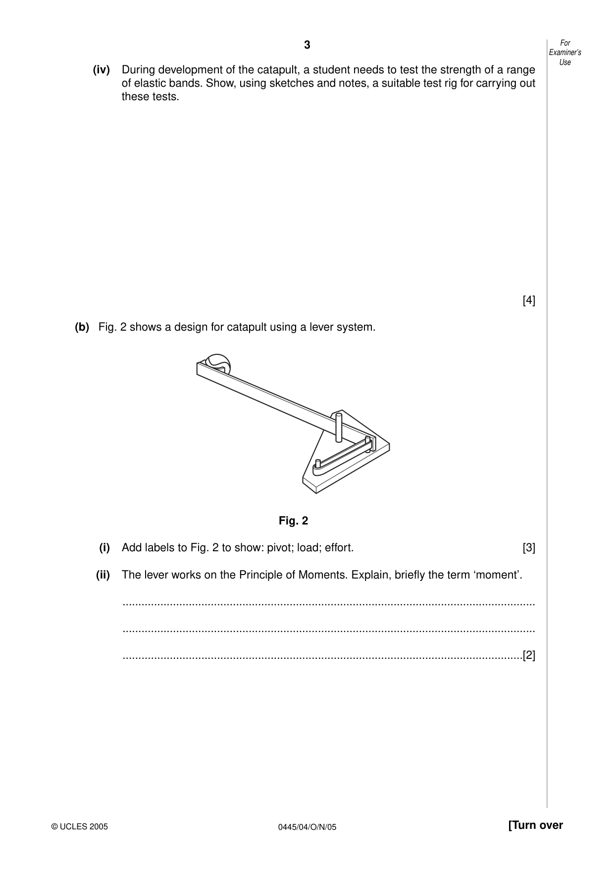 Cambridge IGCSE Design and Technology 0445 2005 Oct/Nov Paper 4 · Variant 1 question paper, page 3 of 20