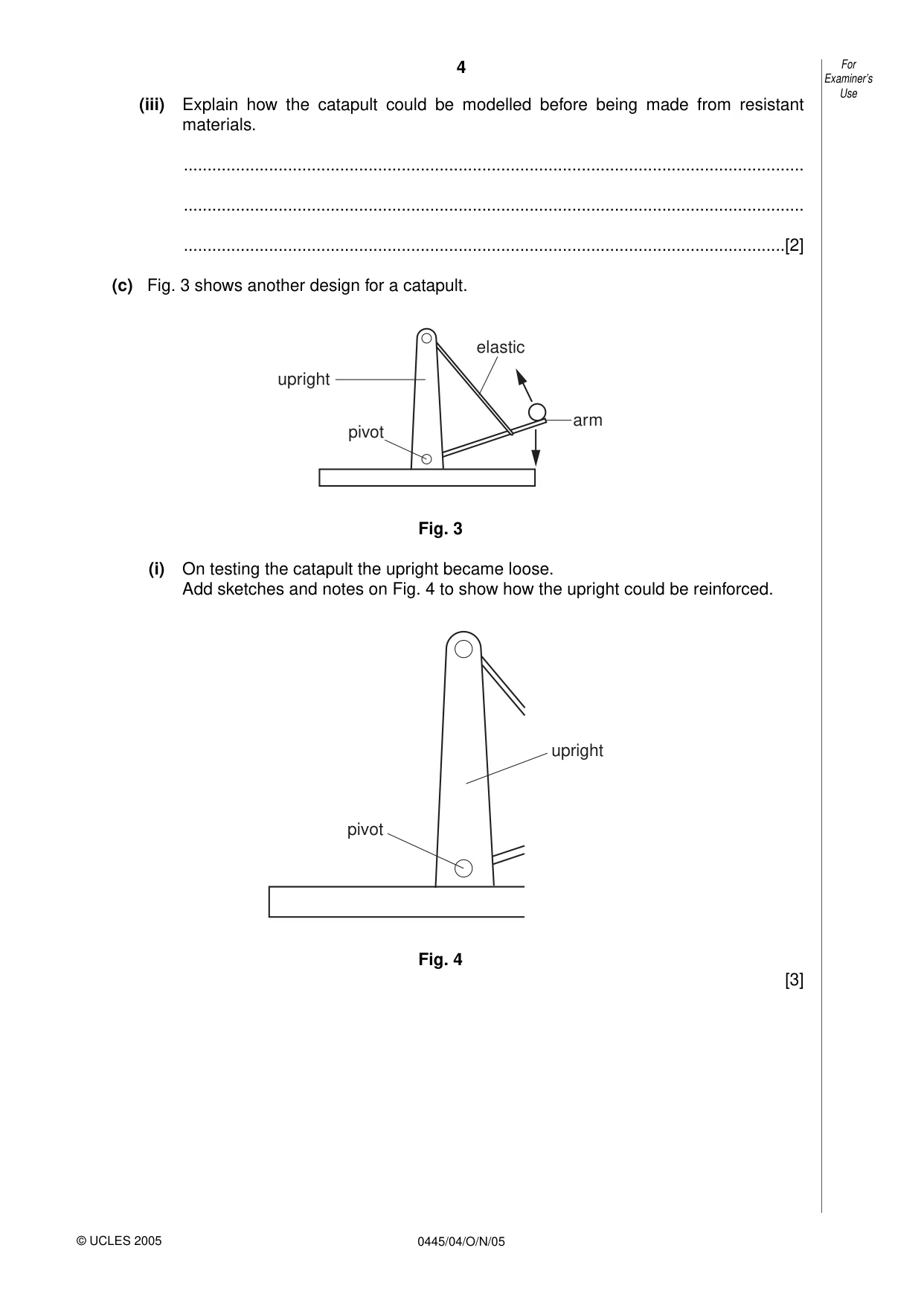 Cambridge IGCSE Design and Technology 0445 2005 Oct/Nov Paper 4 · Variant 1 question paper, page 4 of 20