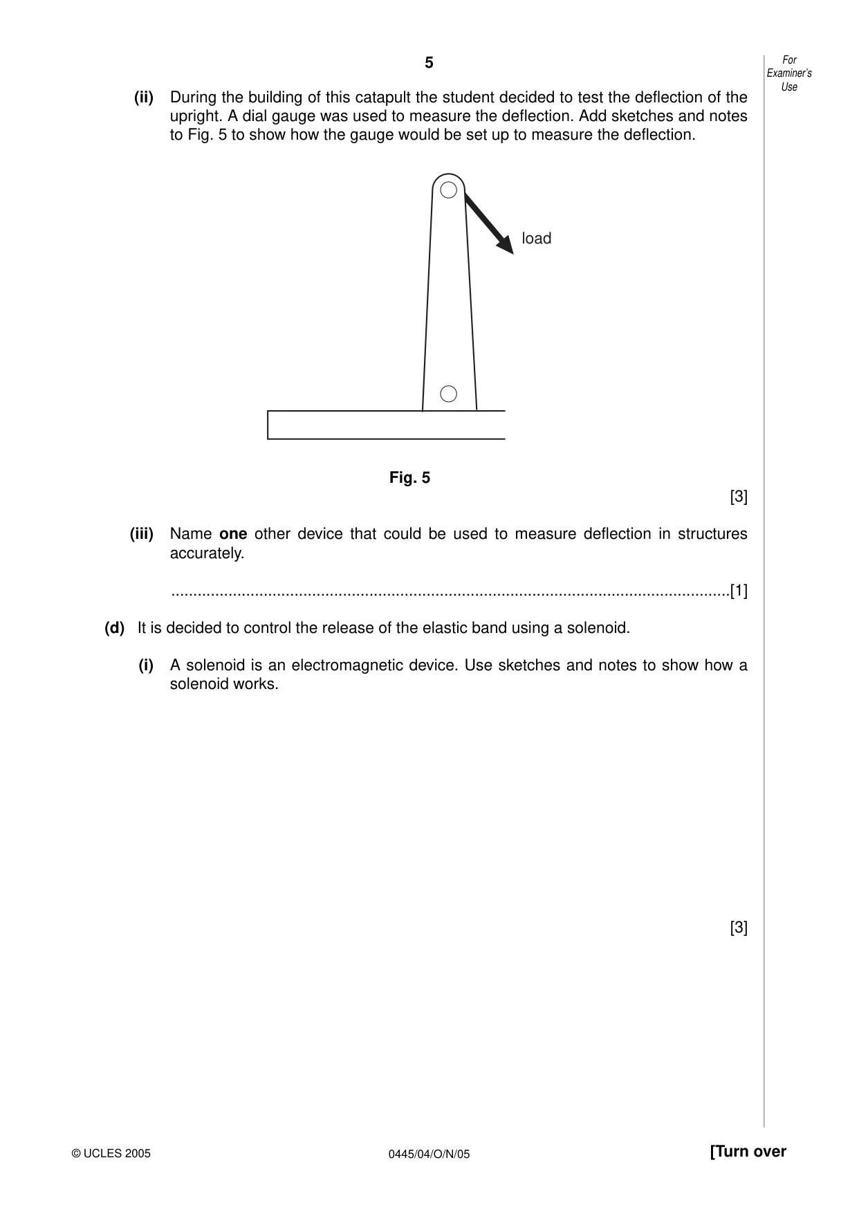 Cambridge IGCSE Design and Technology 0445 2005 Oct/Nov Paper 4 · Variant 1 question paper, page 5 of 20