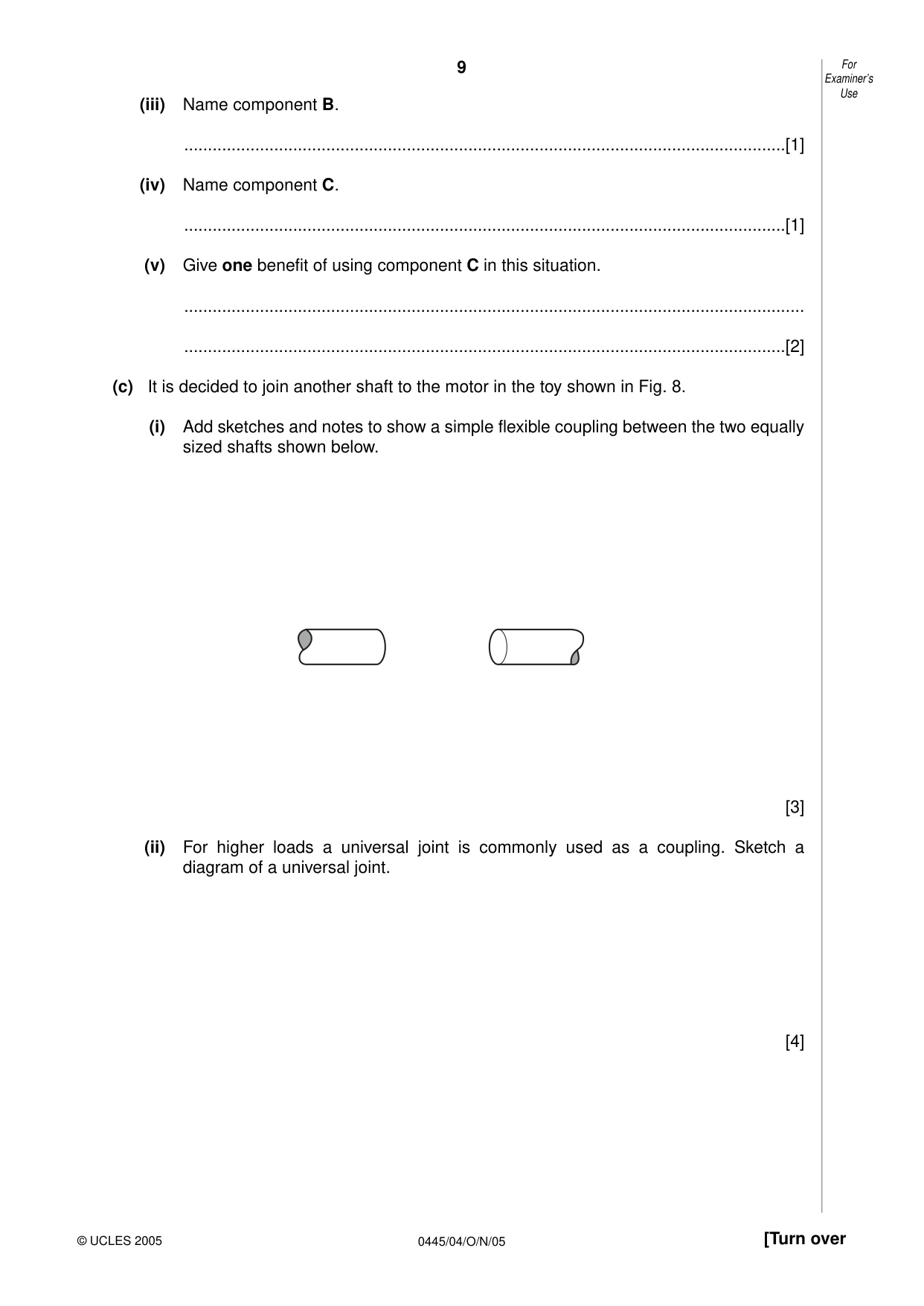Cambridge IGCSE Design and Technology 0445 2005 Oct/Nov Paper 4 · Variant 1 question paper, page 9 of 20