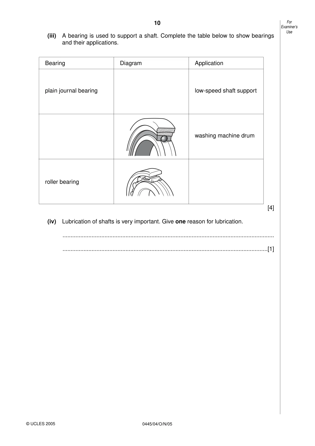Cambridge IGCSE Design and Technology 0445 2005 Oct/Nov Paper 4 · Variant 1 question paper, page 10 of 20