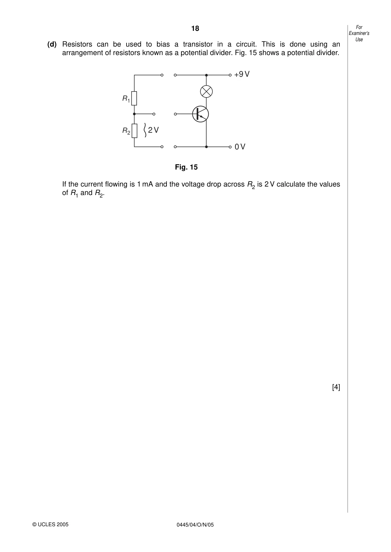 Cambridge IGCSE Design and Technology 0445 2005 Oct/Nov Paper 4 · Variant 1 question paper, page 18 of 20