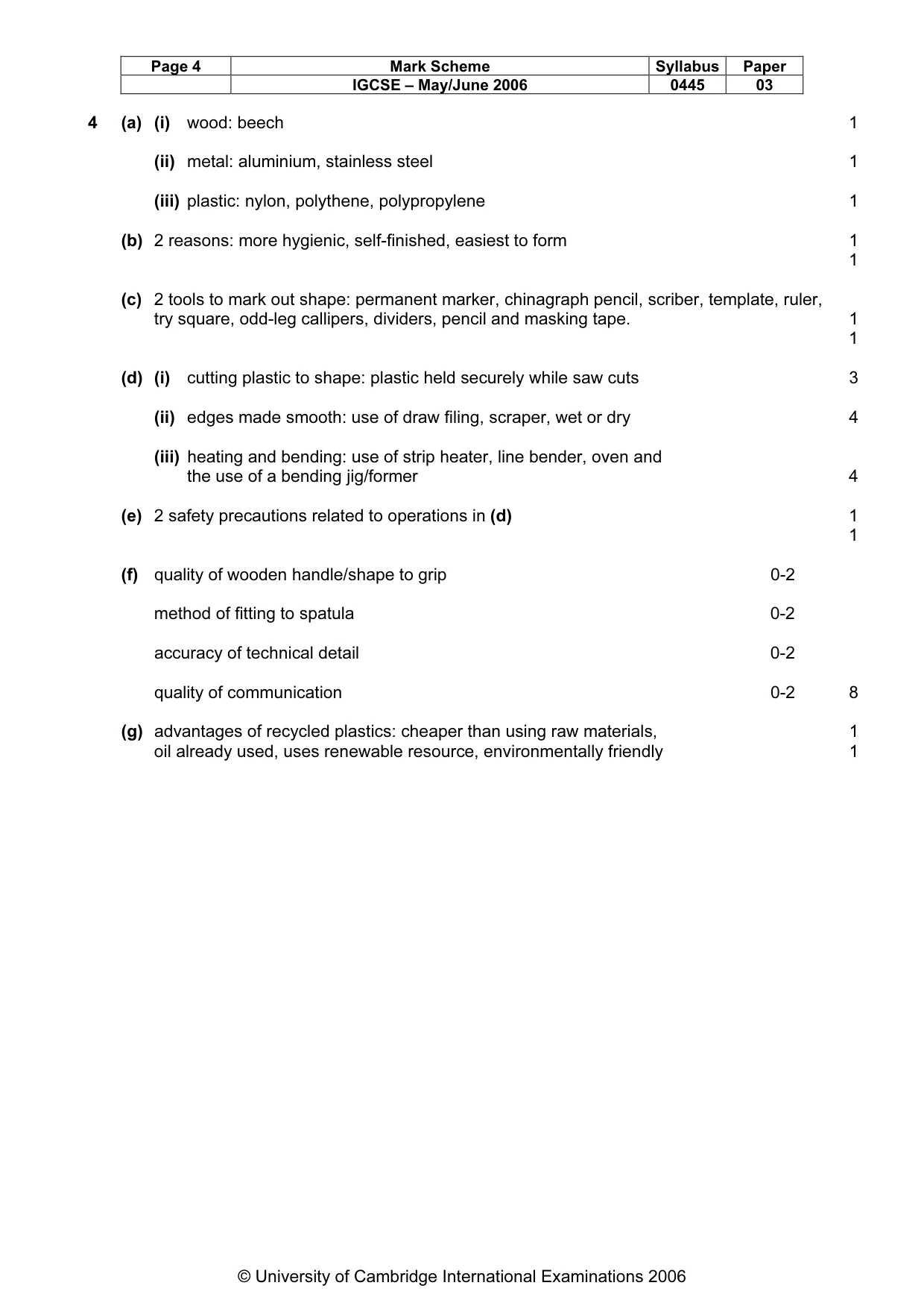 Mark scheme, page 5 of 5