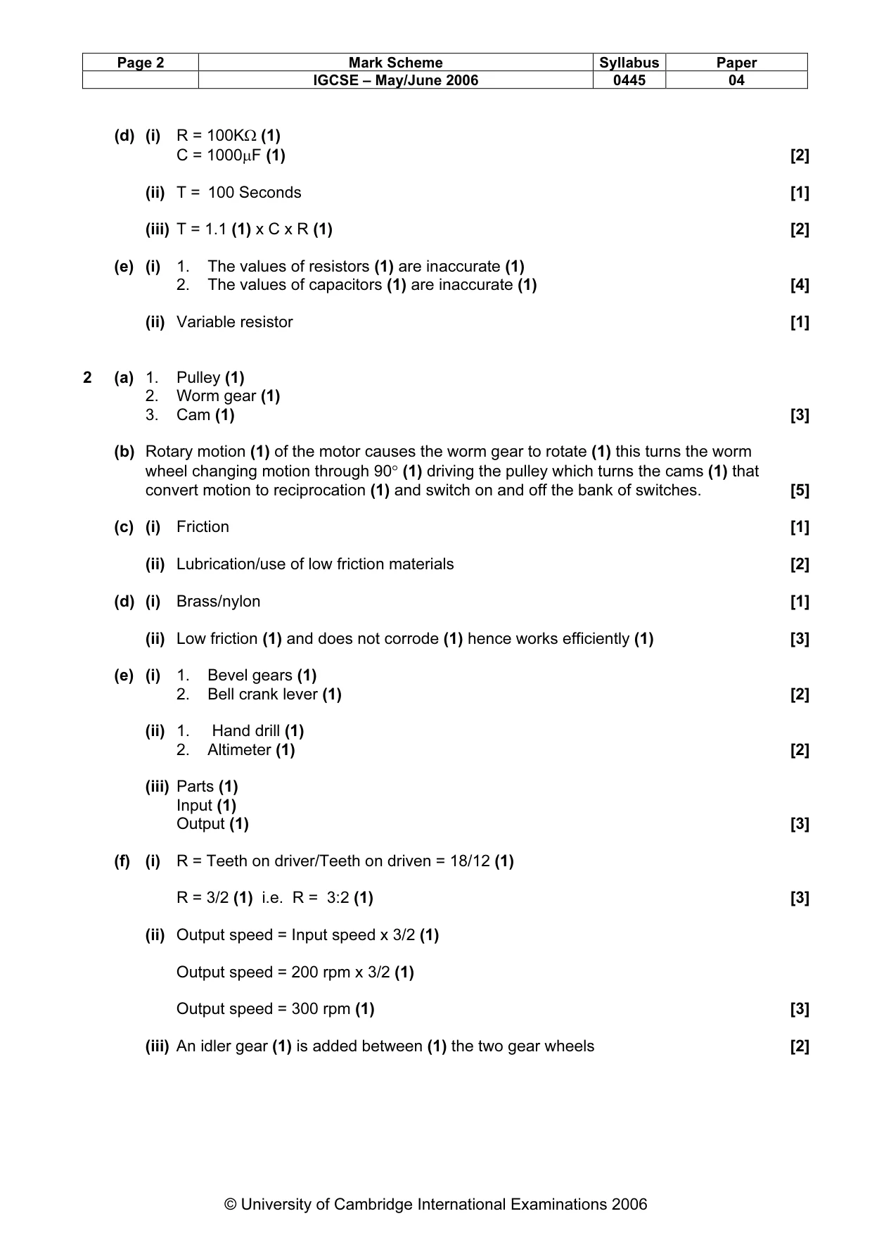 Mark scheme, page 3 of 7