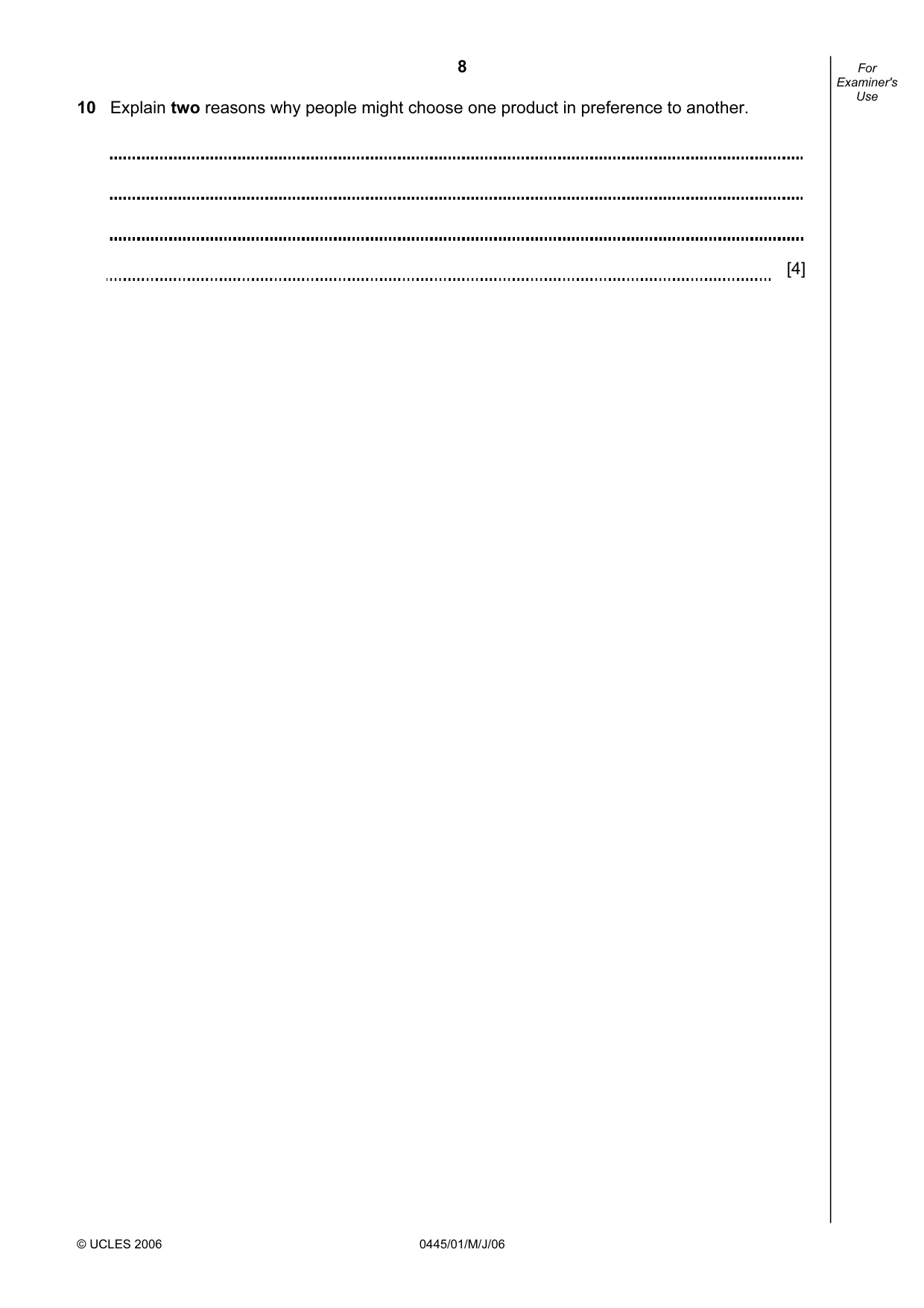Cambridge IGCSE Design and Technology 0445 2006 May/June Paper 1 · Variant 1 question paper, page 8 of 12