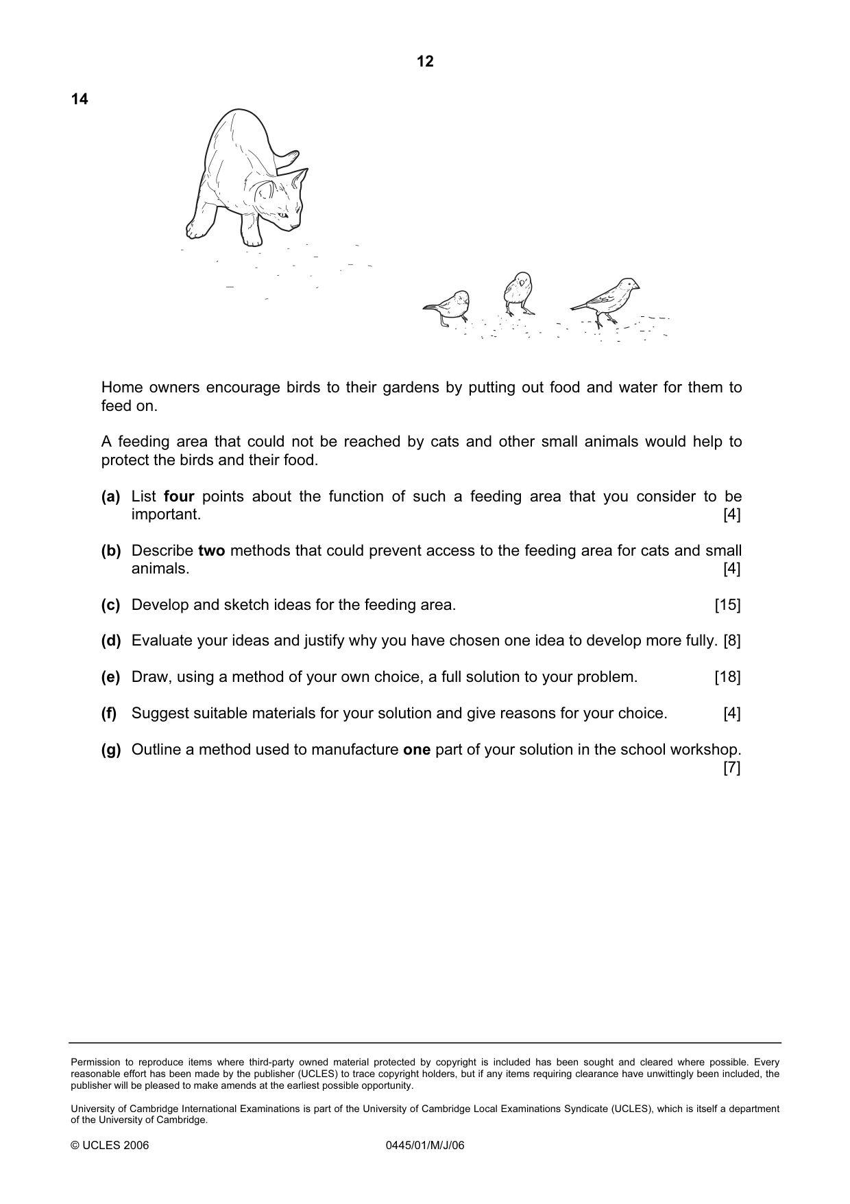 Cambridge IGCSE Design and Technology 0445 2006 May/June Paper 1 · Variant 1 question paper, page 12 of 12