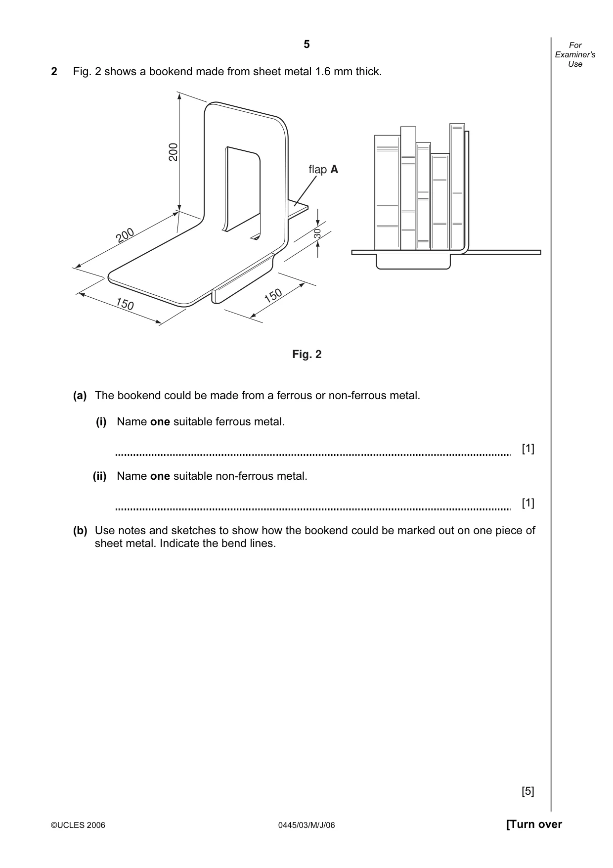 Cambridge IGCSE Design and Technology 0445 2006 May/June Paper 3 · Variant 1 question paper, page 5 of 16