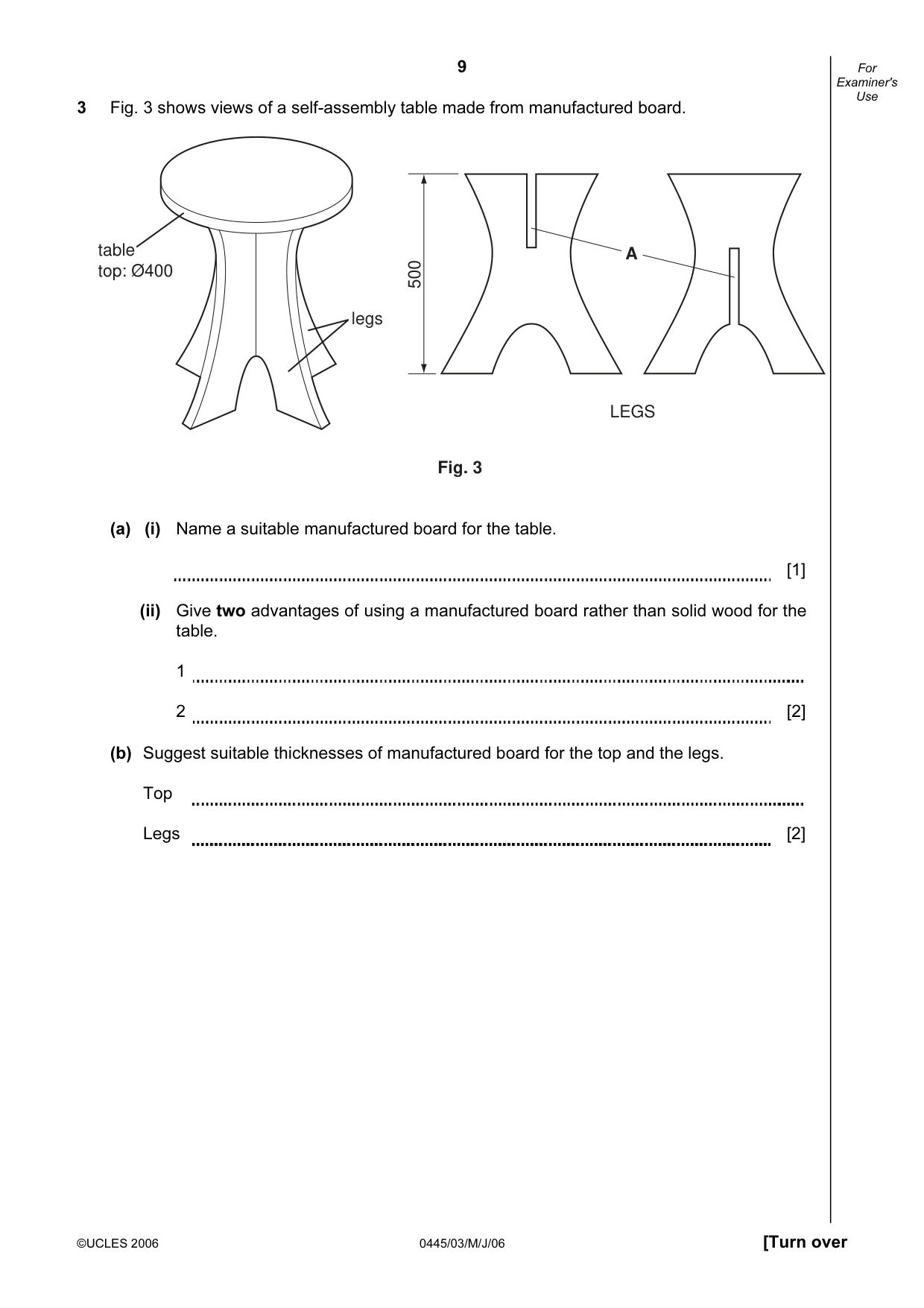 Cambridge IGCSE Design and Technology 0445 2006 May/June Paper 3 · Variant 1 question paper, page 9 of 16