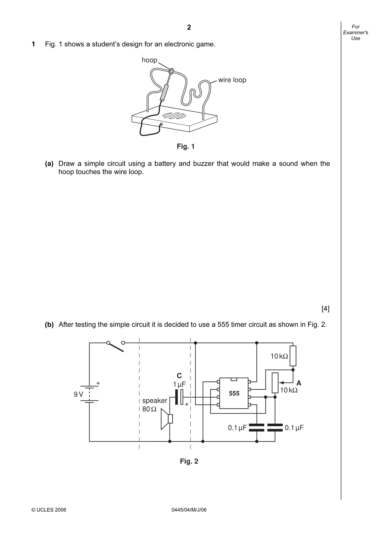 Cambridge IGCSE Design and Technology 0445 2006 May/June Paper 4 · Variant 1 question paper, page 2 of 16