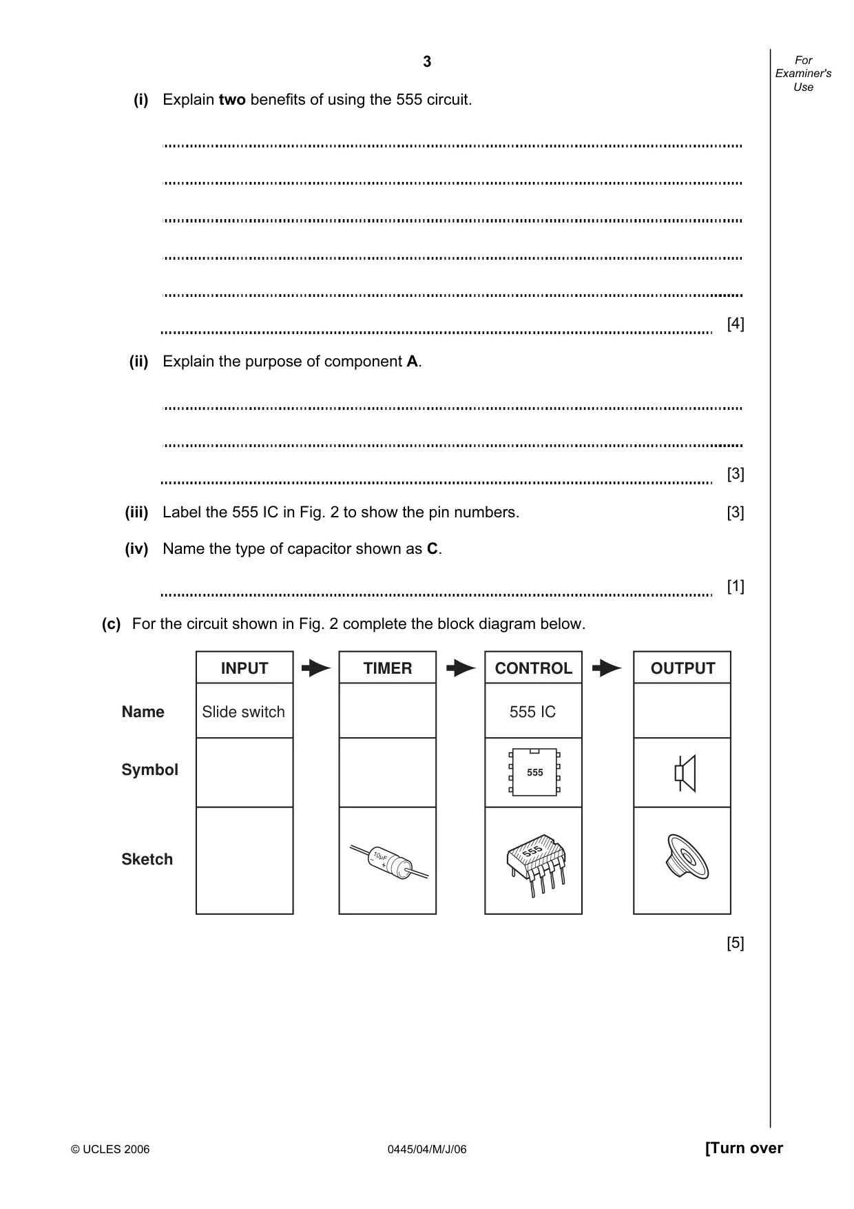 Cambridge IGCSE Design and Technology 0445 2006 May/June Paper 4 · Variant 1 question paper, page 3 of 16