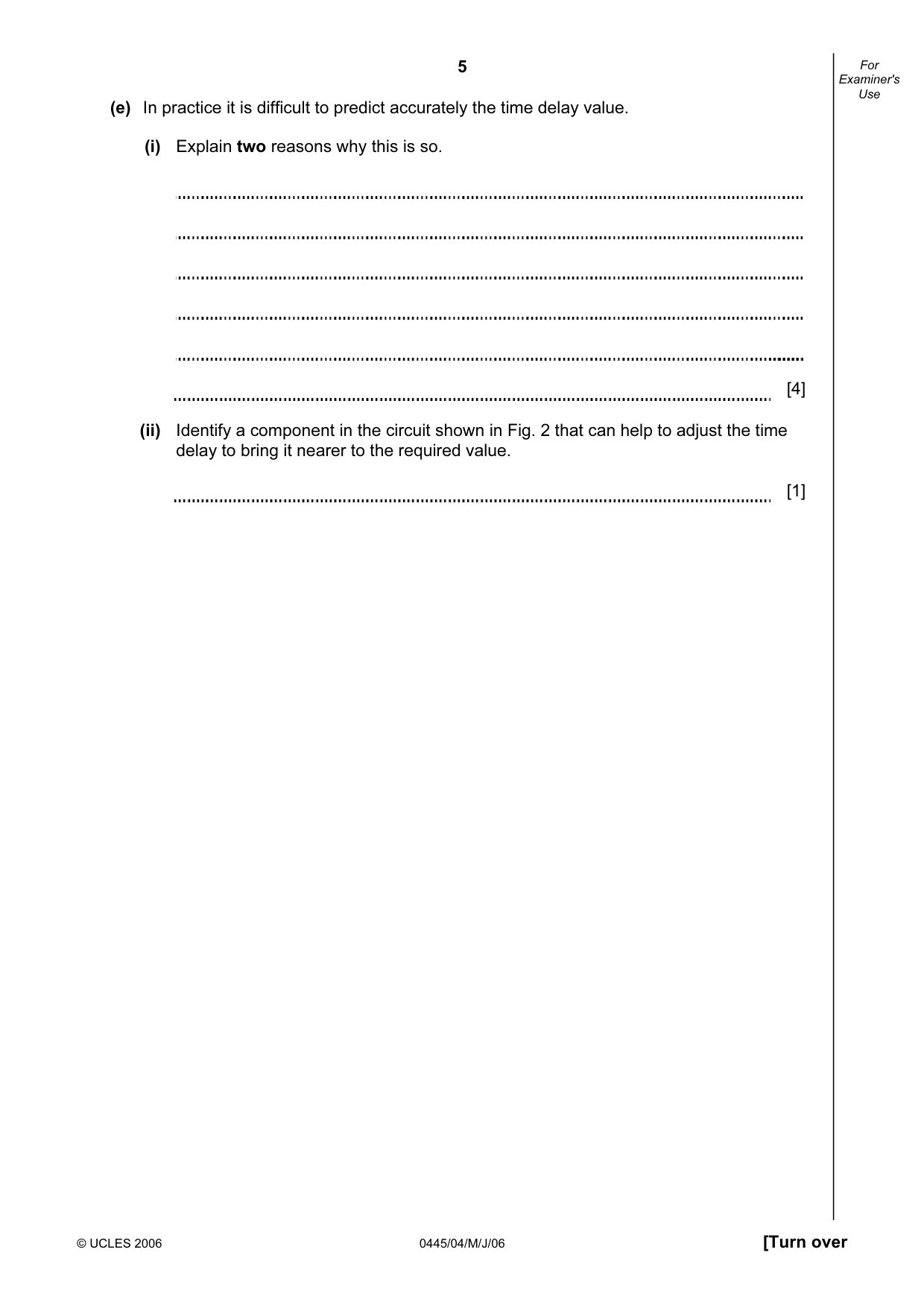 Cambridge IGCSE Design and Technology 0445 2006 May/June Paper 4 · Variant 1 question paper, page 5 of 16