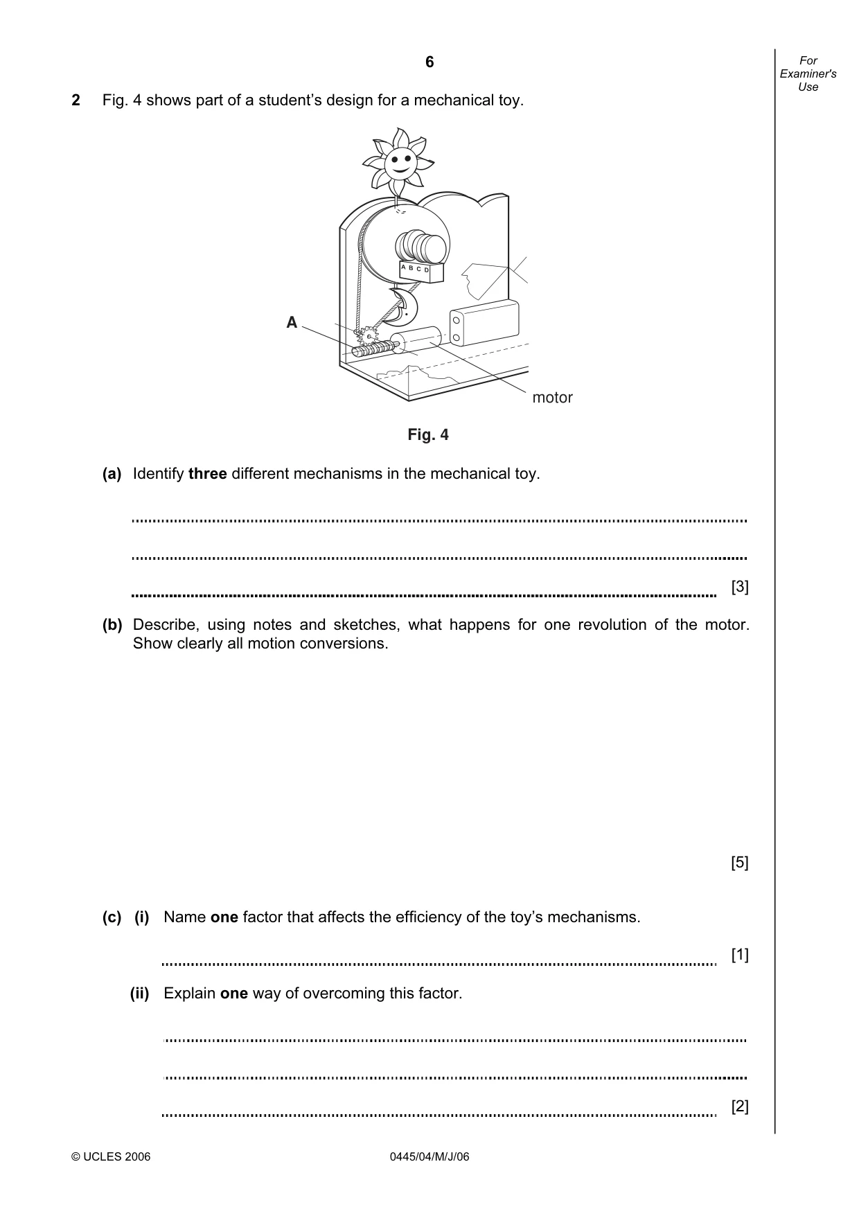 Cambridge IGCSE Design and Technology 0445 2006 May/June Paper 4 · Variant 1 question paper, page 6 of 16