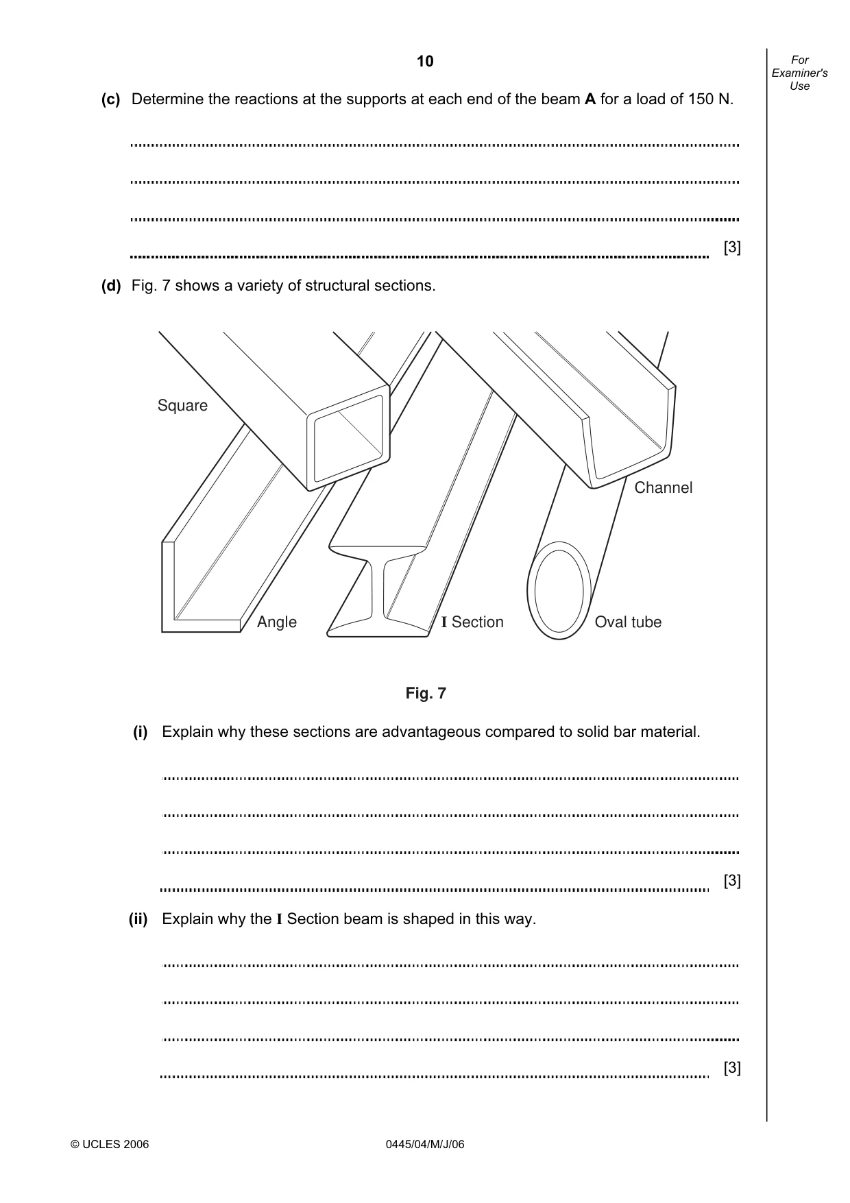 Cambridge IGCSE Design and Technology 0445 2006 May/June Paper 4 · Variant 1 question paper, page 10 of 16