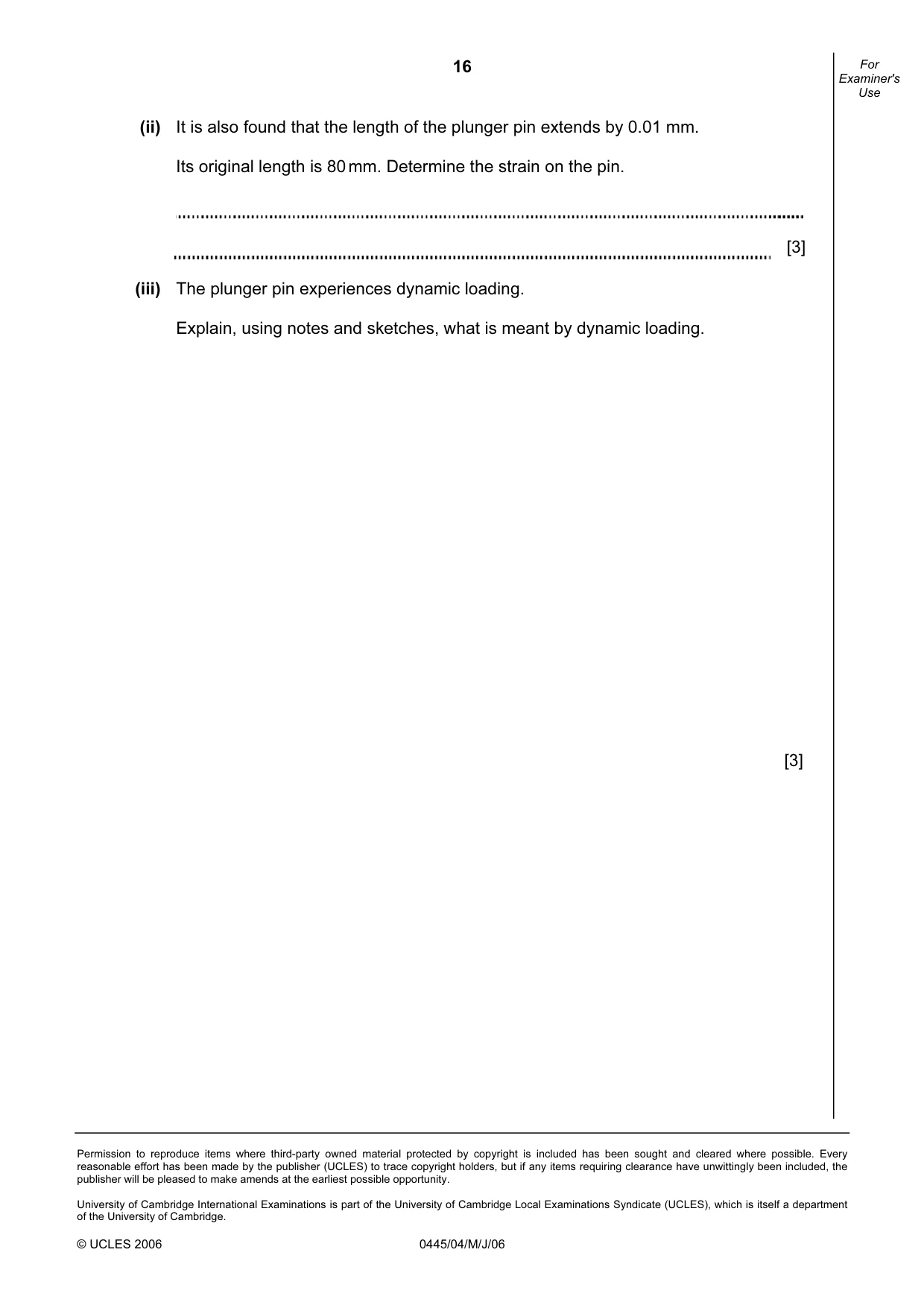 Cambridge IGCSE Design and Technology 0445 2006 May/June Paper 4 · Variant 1 question paper, page 16 of 16