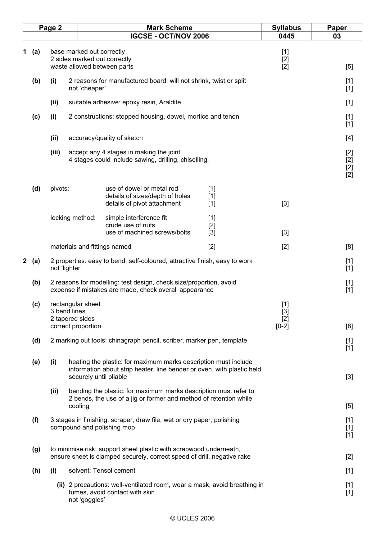 Mark scheme, page 2 of 4