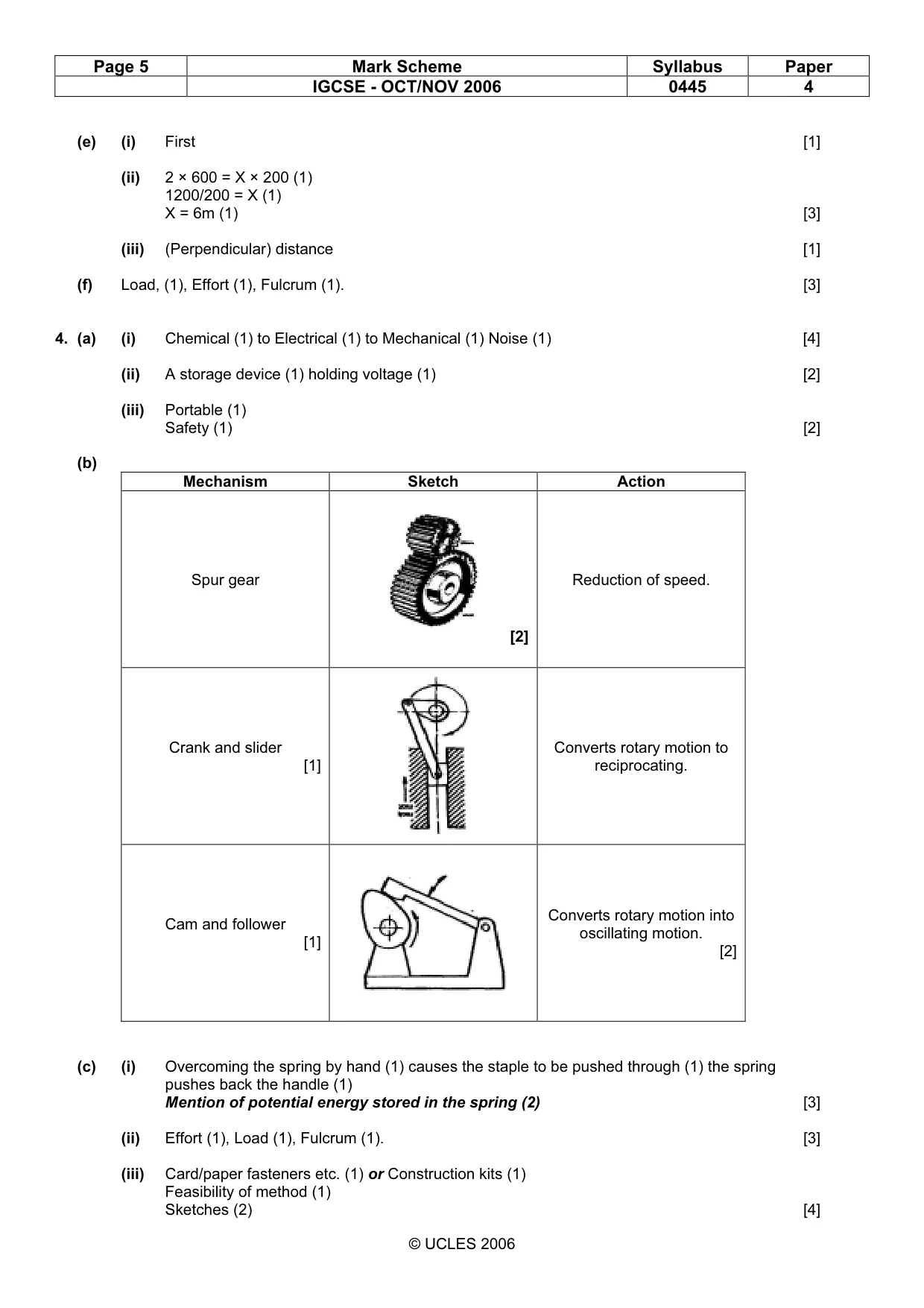 Mark scheme, page 5 of 6