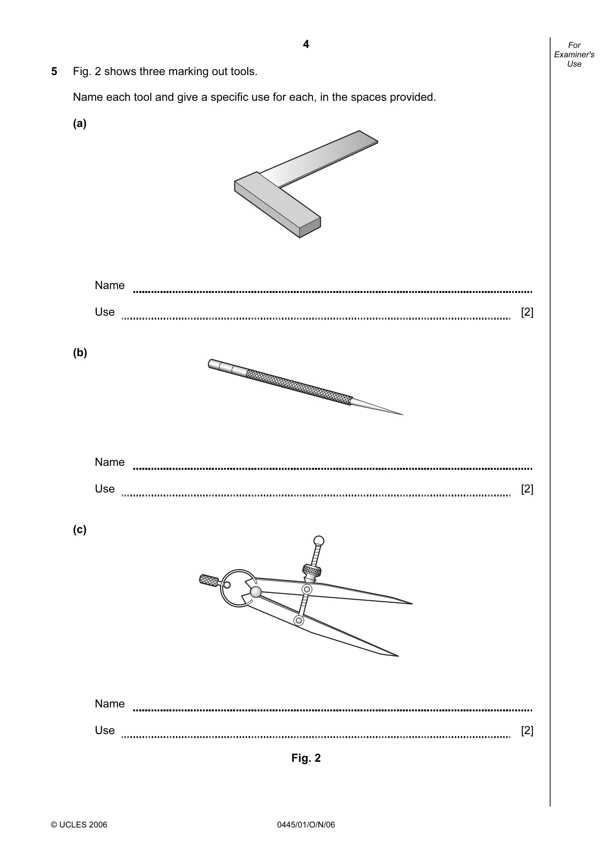 Cambridge IGCSE Design and Technology 0445 2006 Oct/Nov Paper 1 · Variant 1 question paper, page 4 of 12