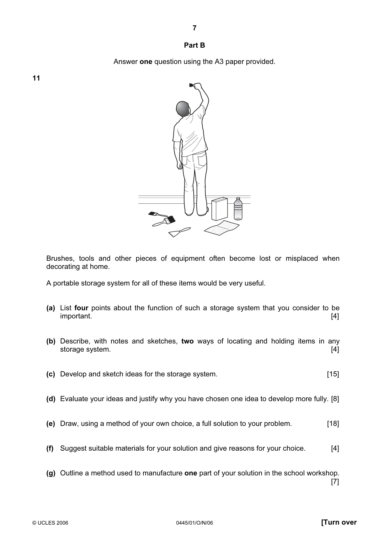 Cambridge IGCSE Design and Technology 0445 2006 Oct/Nov Paper 1 · Variant 1 question paper, page 7 of 12