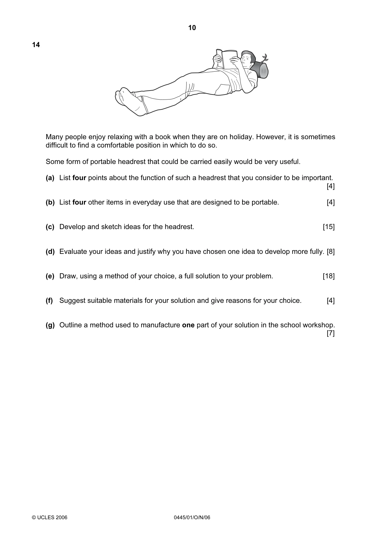 Cambridge IGCSE Design and Technology 0445 2006 Oct/Nov Paper 1 · Variant 1 question paper, page 10 of 12
