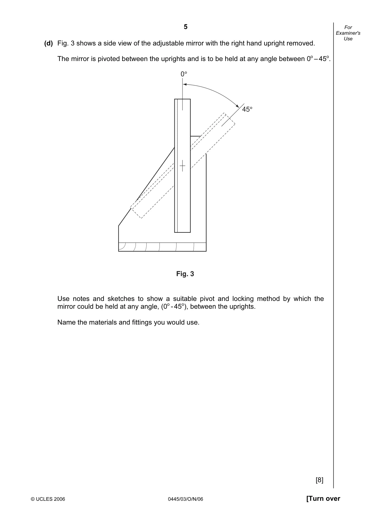 Cambridge IGCSE Design and Technology 0445 2006 Oct/Nov Paper 3 · Variant 1 question paper, page 5 of 20