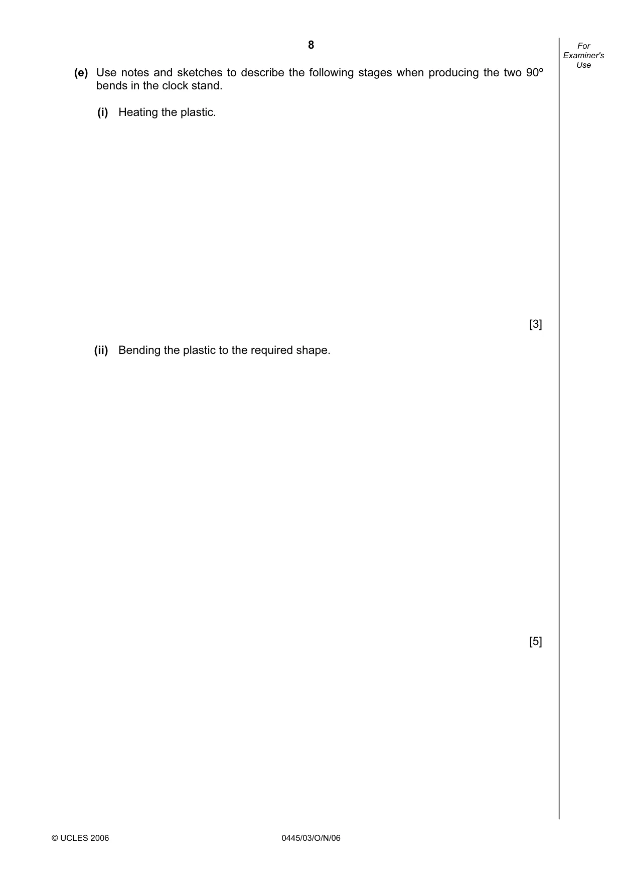Cambridge IGCSE Design and Technology 0445 2006 Oct/Nov Paper 3 · Variant 1 question paper, page 8 of 20