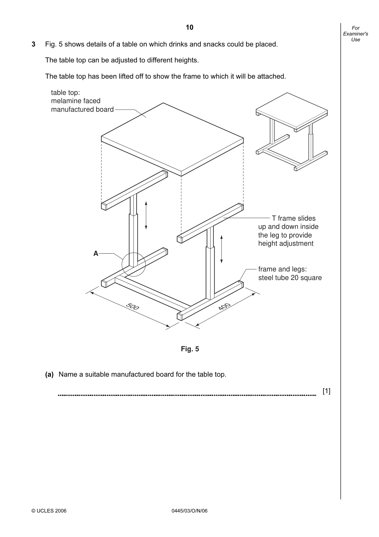 Cambridge IGCSE Design and Technology 0445 2006 Oct/Nov Paper 3 · Variant 1 question paper, page 10 of 20