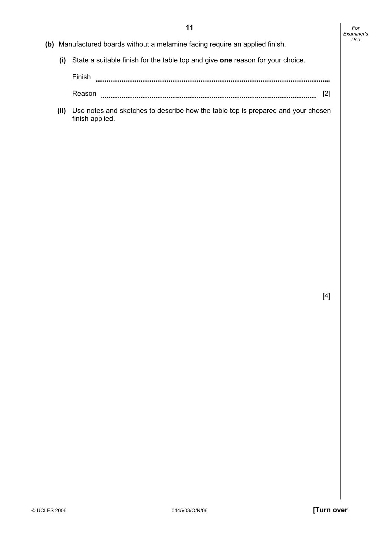 Cambridge IGCSE Design and Technology 0445 2006 Oct/Nov Paper 3 · Variant 1 question paper, page 11 of 20