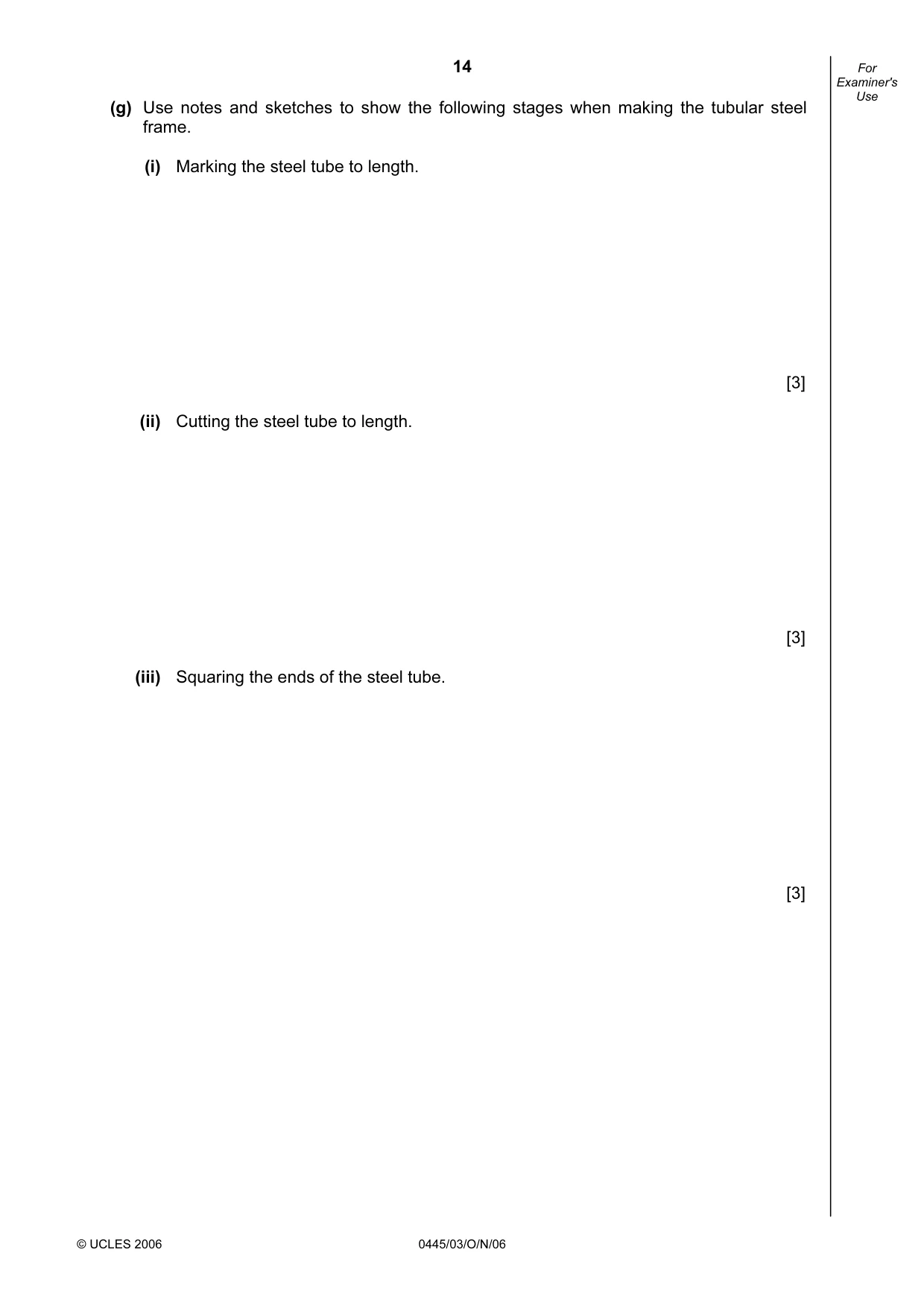 Cambridge IGCSE Design and Technology 0445 2006 Oct/Nov Paper 3 · Variant 1 question paper, page 14 of 20
