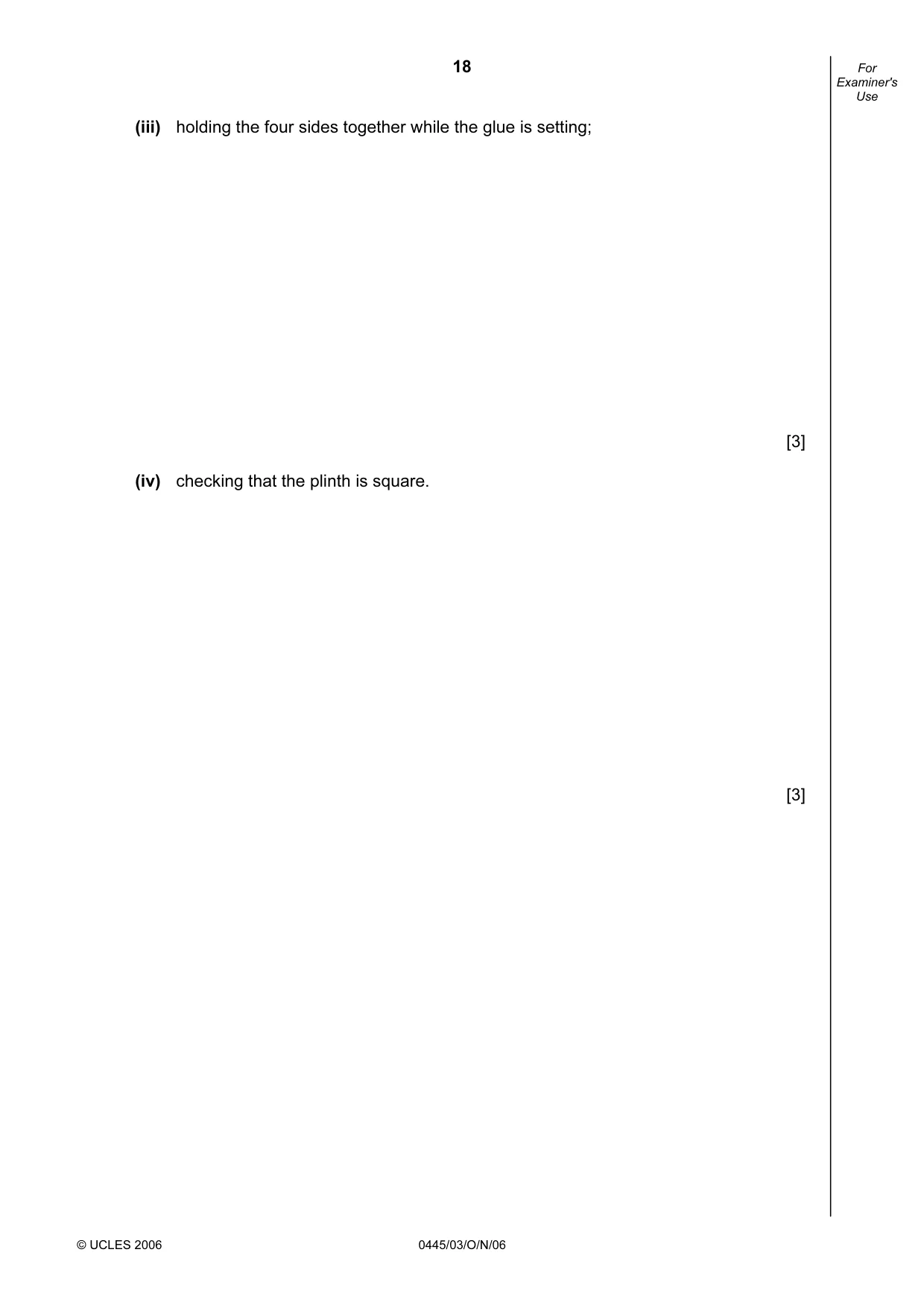 Cambridge IGCSE Design and Technology 0445 2006 Oct/Nov Paper 3 · Variant 1 question paper, page 18 of 20