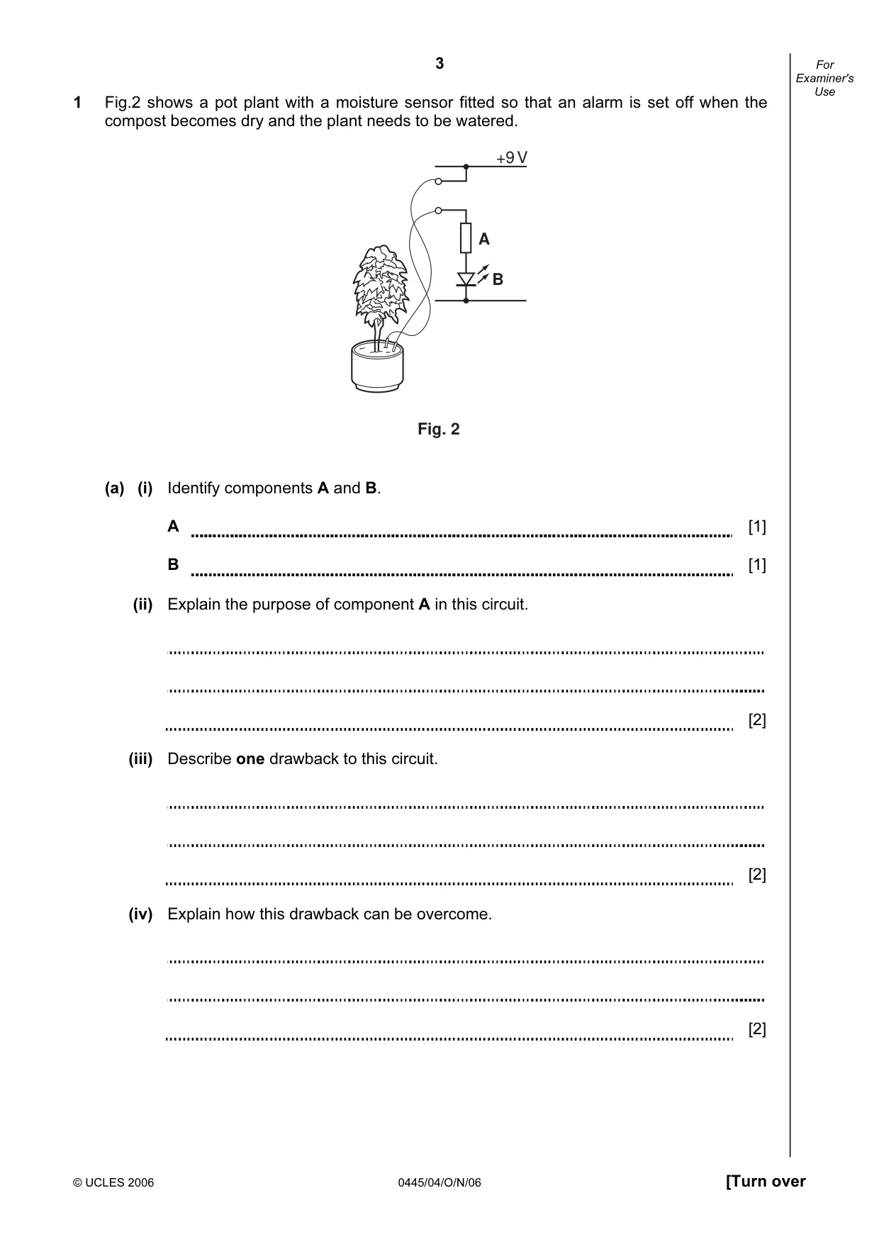 Cambridge IGCSE Design and Technology 0445 2006 Oct/Nov Paper 4 · Variant 1 question paper, page 3 of 20