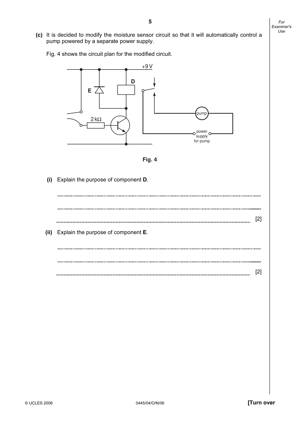 Cambridge IGCSE Design and Technology 0445 2006 Oct/Nov Paper 4 · Variant 1 question paper, page 5 of 20