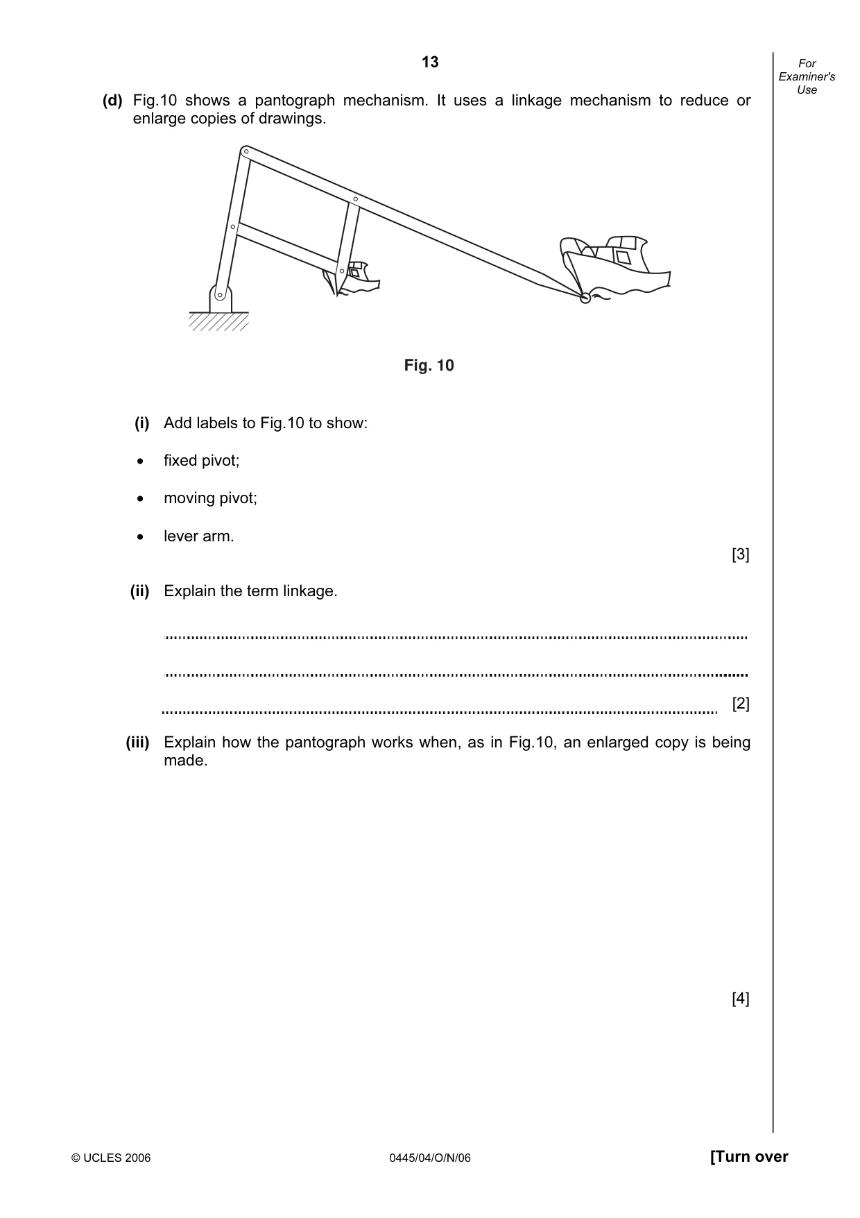 Cambridge IGCSE Design and Technology 0445 2006 Oct/Nov Paper 4 · Variant 1 question paper, page 13 of 20