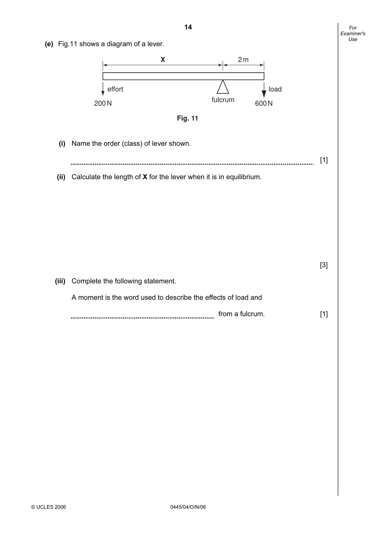 Cambridge IGCSE Design and Technology 0445 2006 Oct/Nov Paper 4 · Variant 1 question paper, page 14 of 20