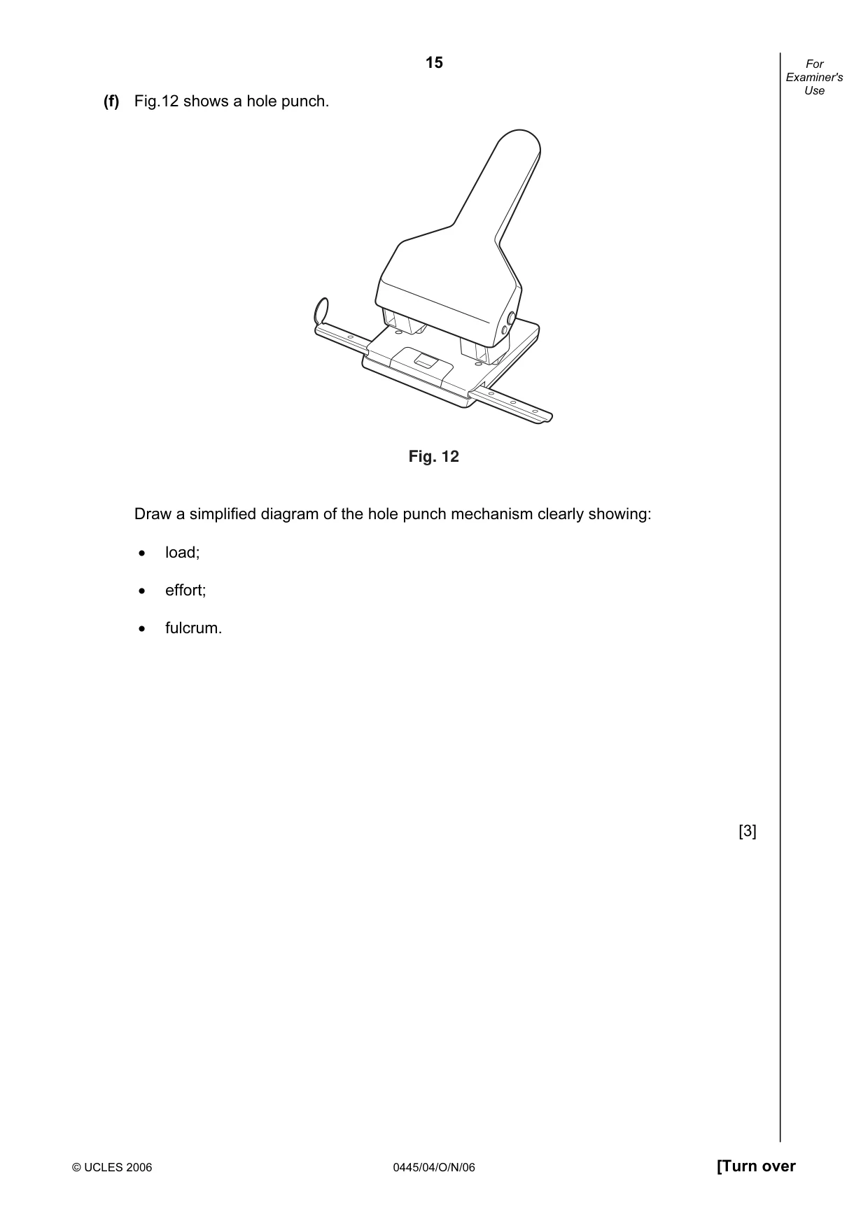 Cambridge IGCSE Design and Technology 0445 2006 Oct/Nov Paper 4 · Variant 1 question paper, page 15 of 20