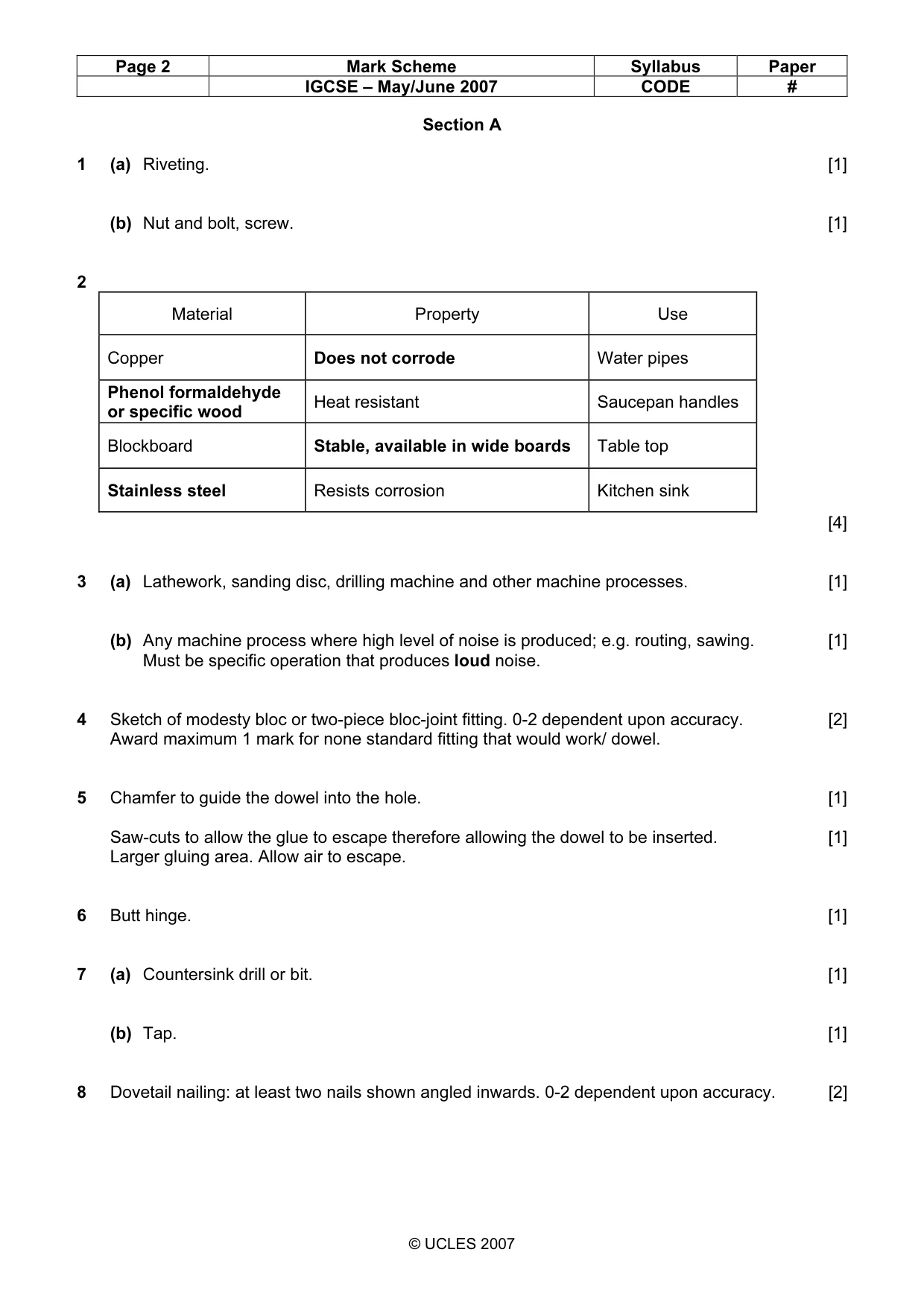 Mark scheme, page 2 of 5