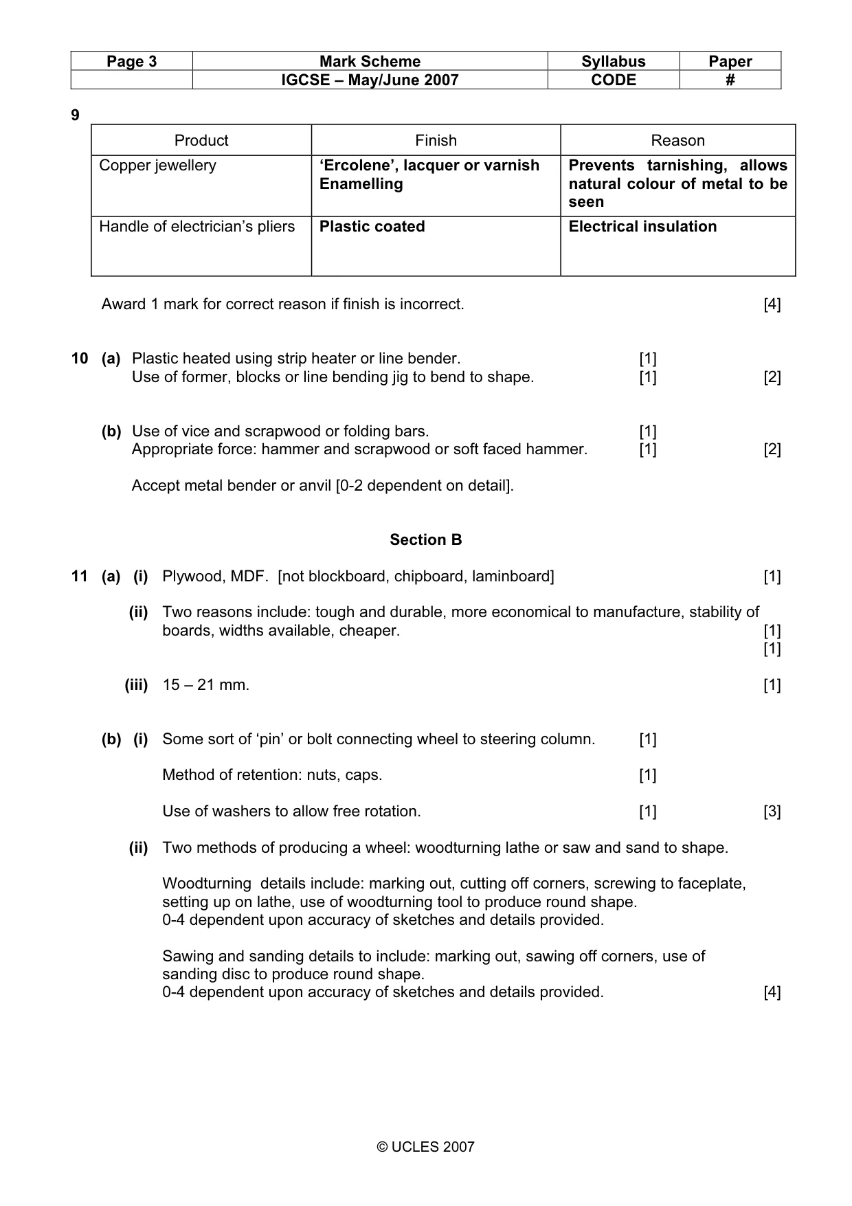 Mark scheme, page 3 of 5