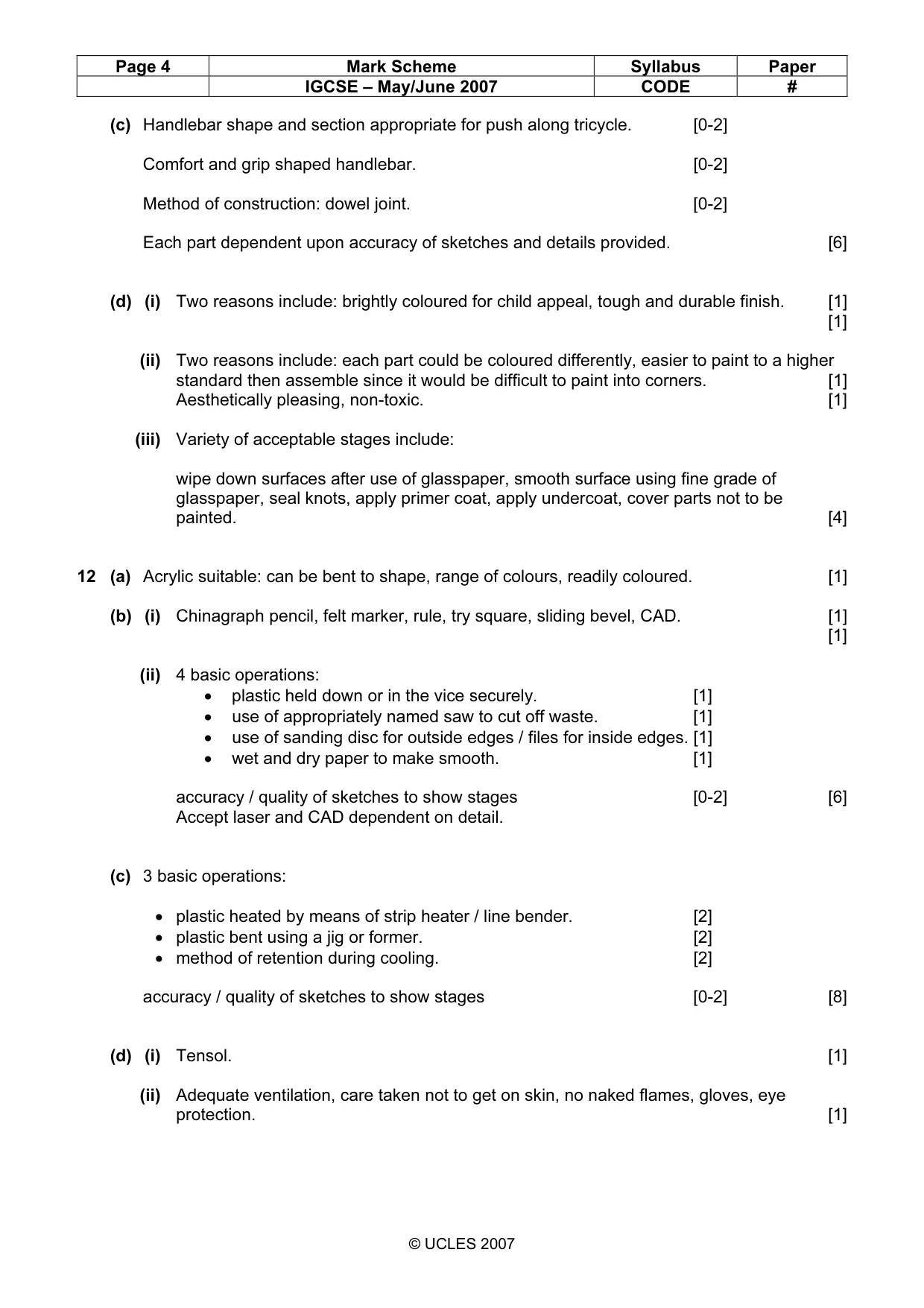 Mark scheme, page 4 of 5