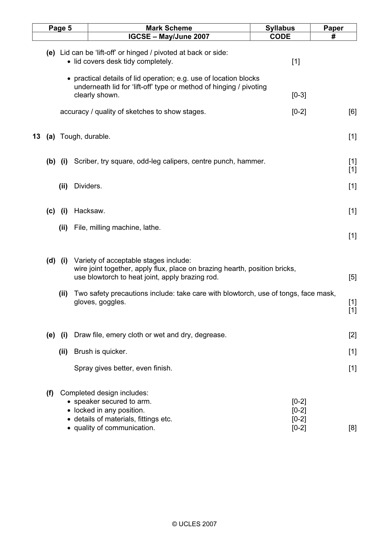 Mark scheme, page 5 of 5