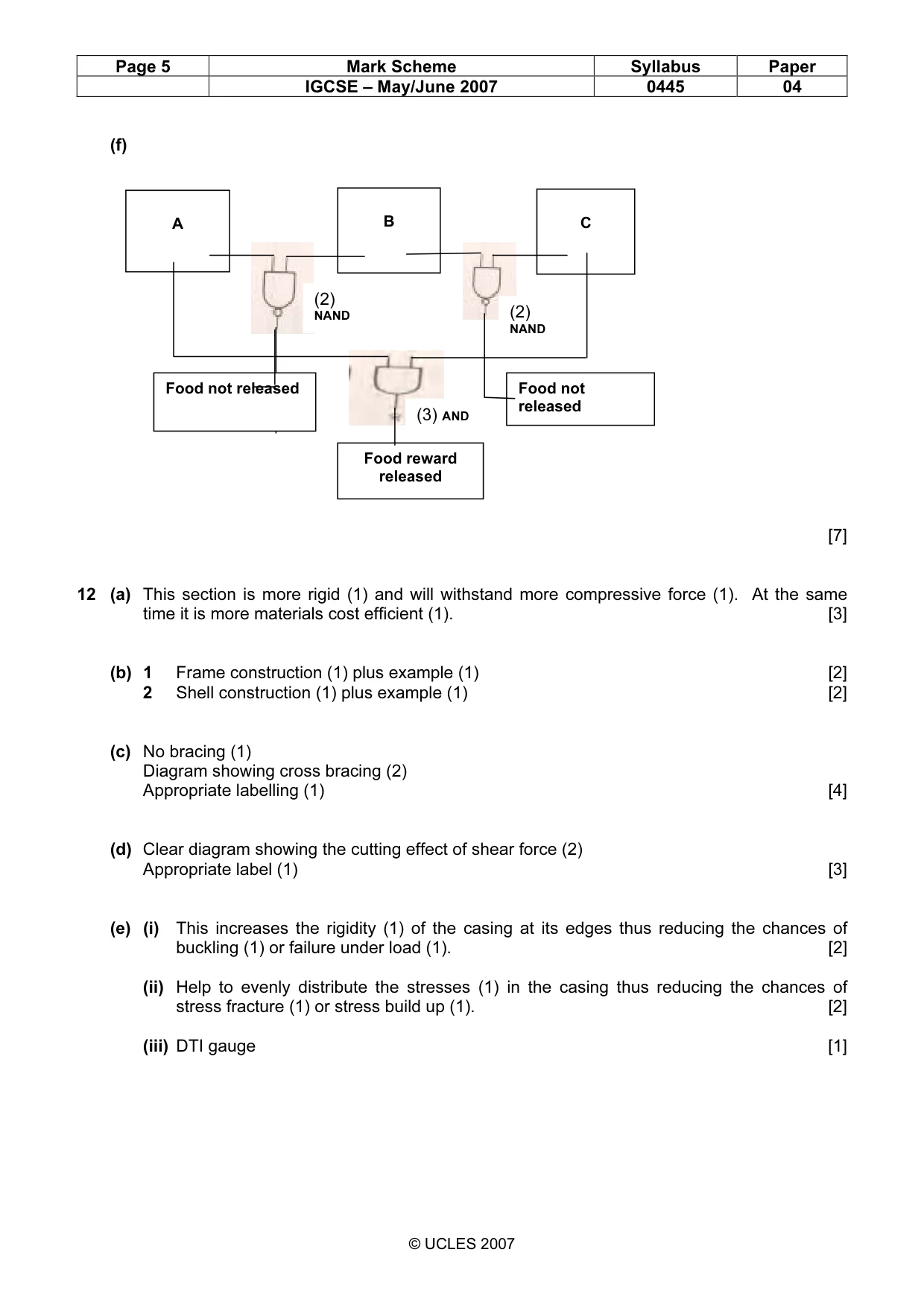 Mark scheme, page 5 of 7