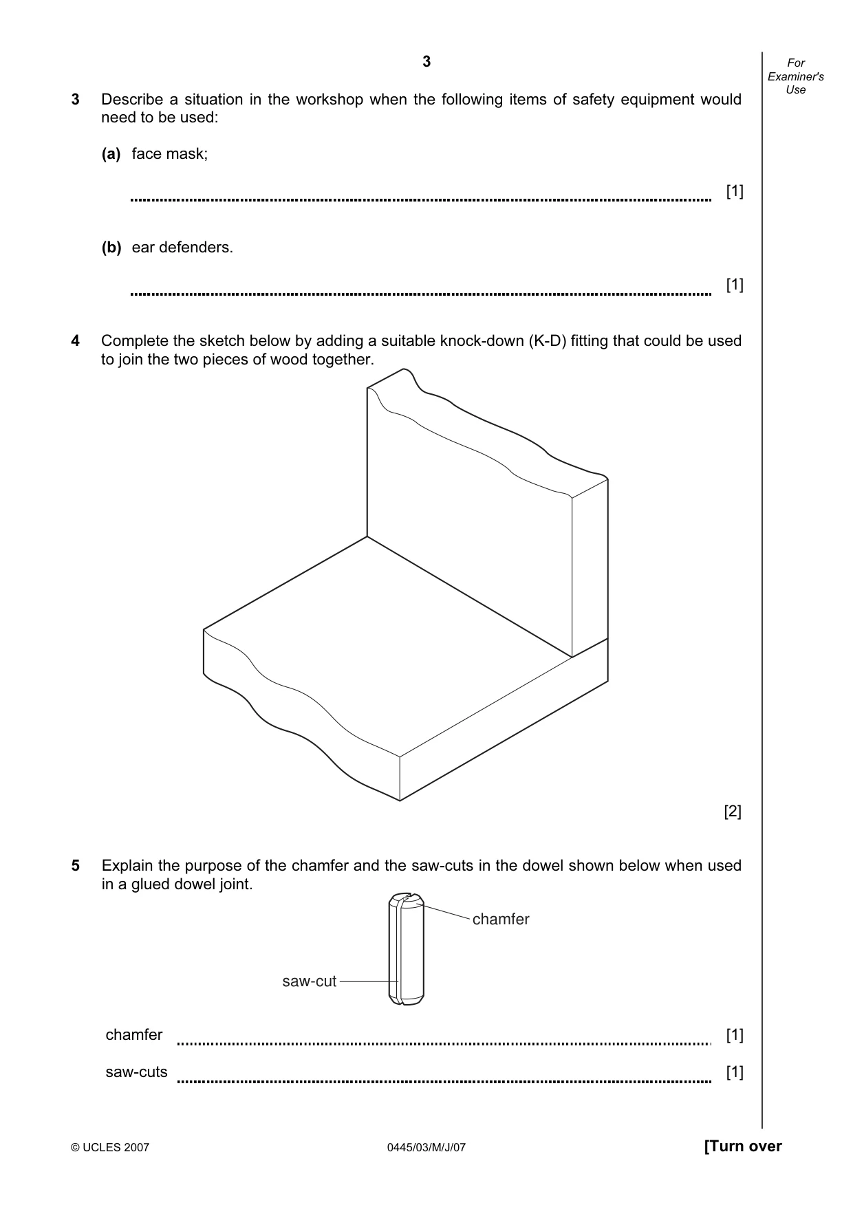 Cambridge IGCSE Design and Technology 0445 2007 May/June Paper 3 · Variant 1 question paper, page 3 of 16