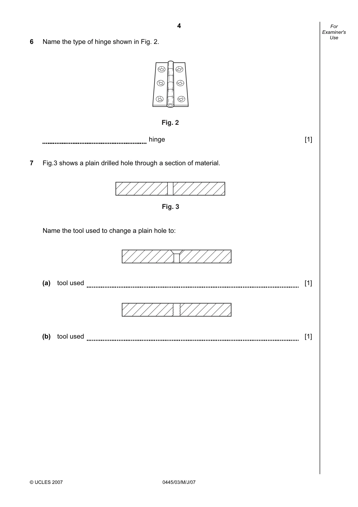 Cambridge IGCSE Design and Technology 0445 2007 May/June Paper 3 · Variant 1 question paper, page 4 of 16
