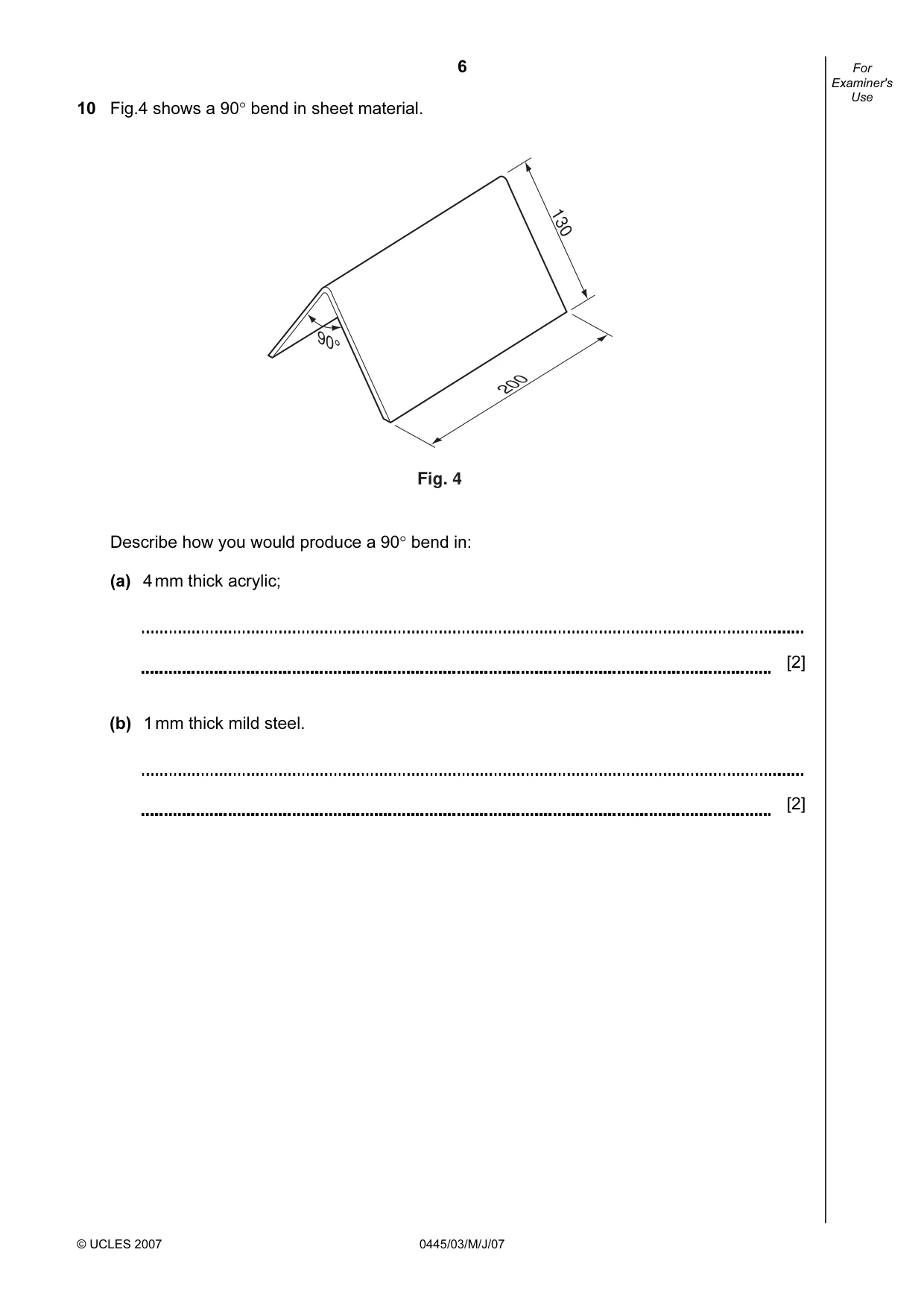 Cambridge IGCSE Design and Technology 0445 2007 May/June Paper 3 · Variant 1 question paper, page 6 of 16