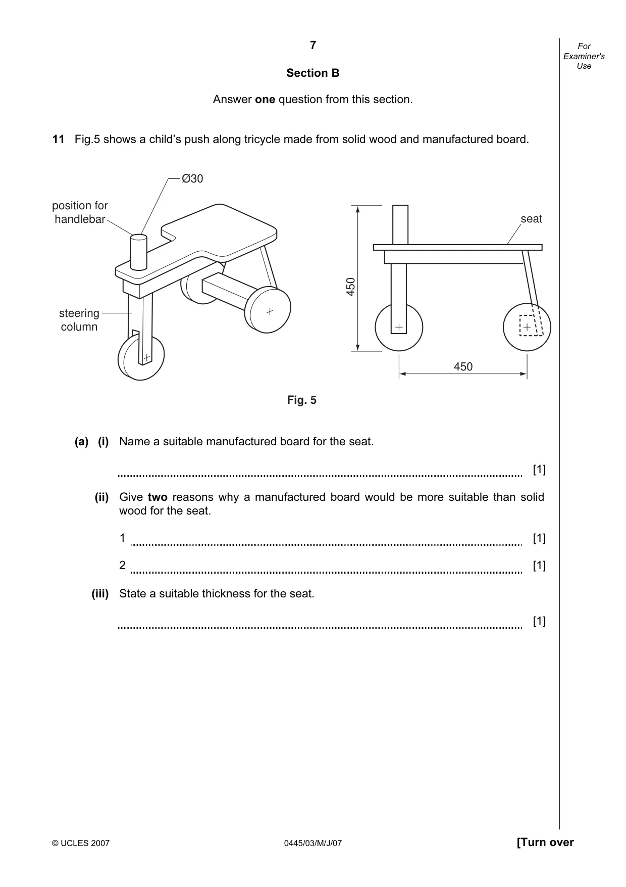 Cambridge IGCSE Design and Technology 0445 2007 May/June Paper 3 · Variant 1 question paper, page 7 of 16
