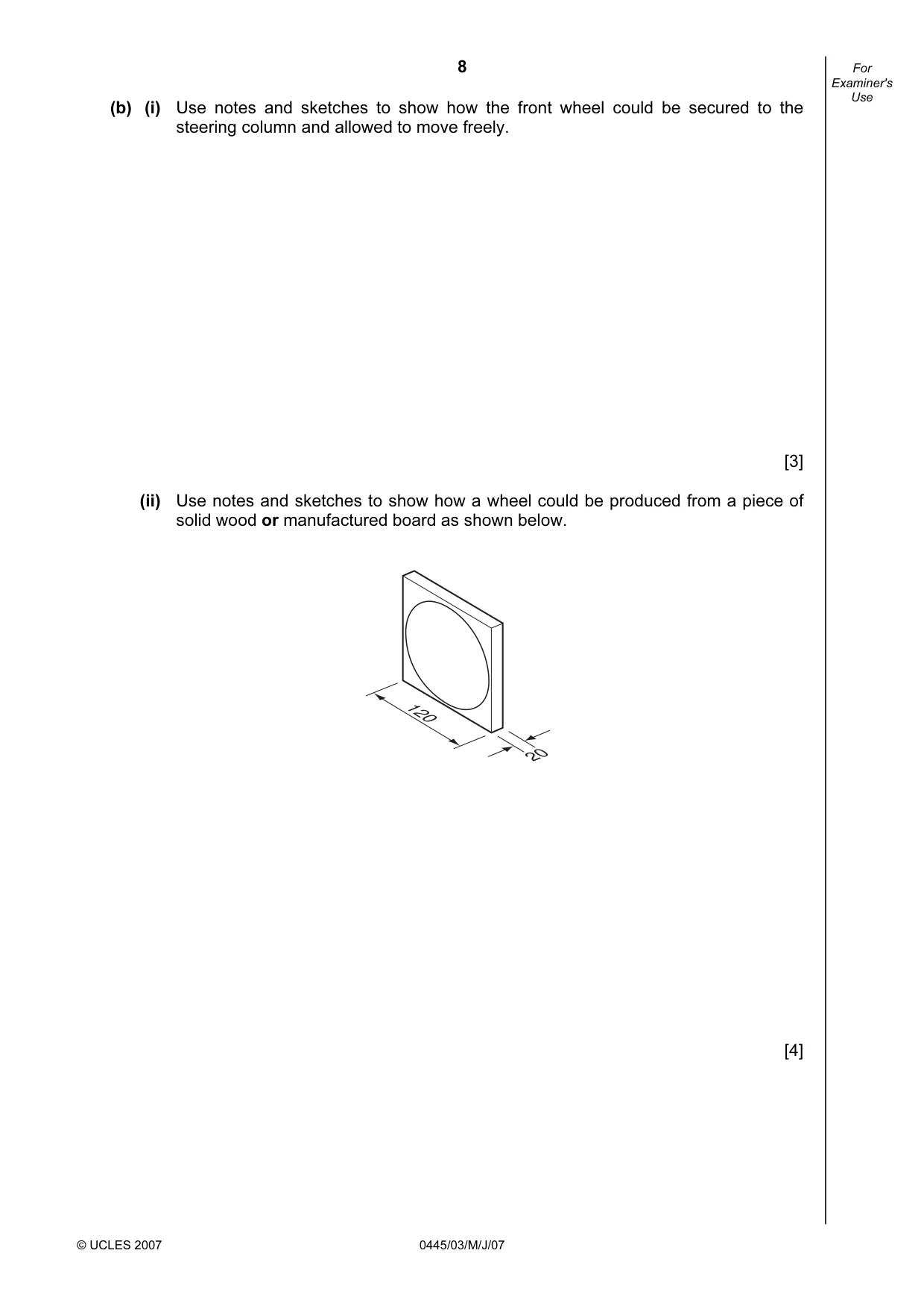 Cambridge IGCSE Design and Technology 0445 2007 May/June Paper 3 · Variant 1 question paper, page 8 of 16