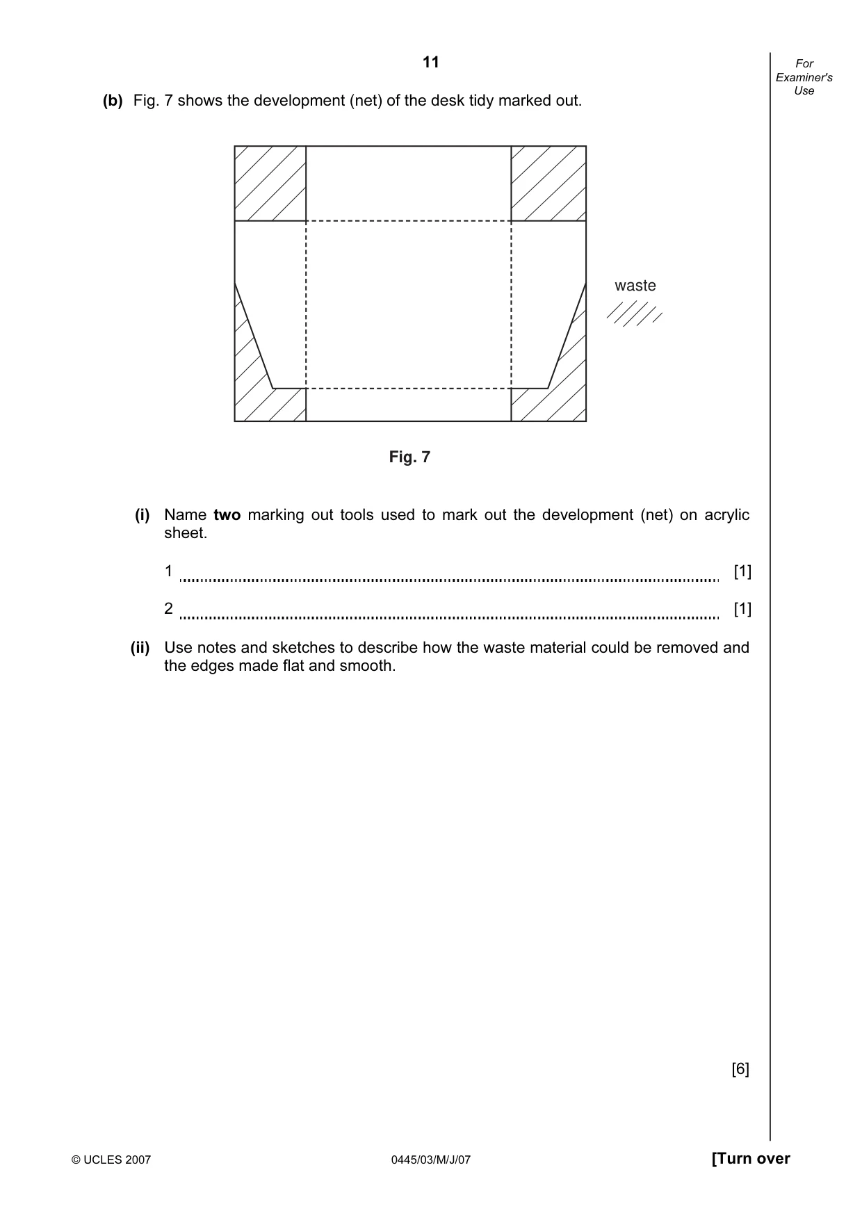Cambridge IGCSE Design and Technology 0445 2007 May/June Paper 3 · Variant 1 question paper, page 11 of 16