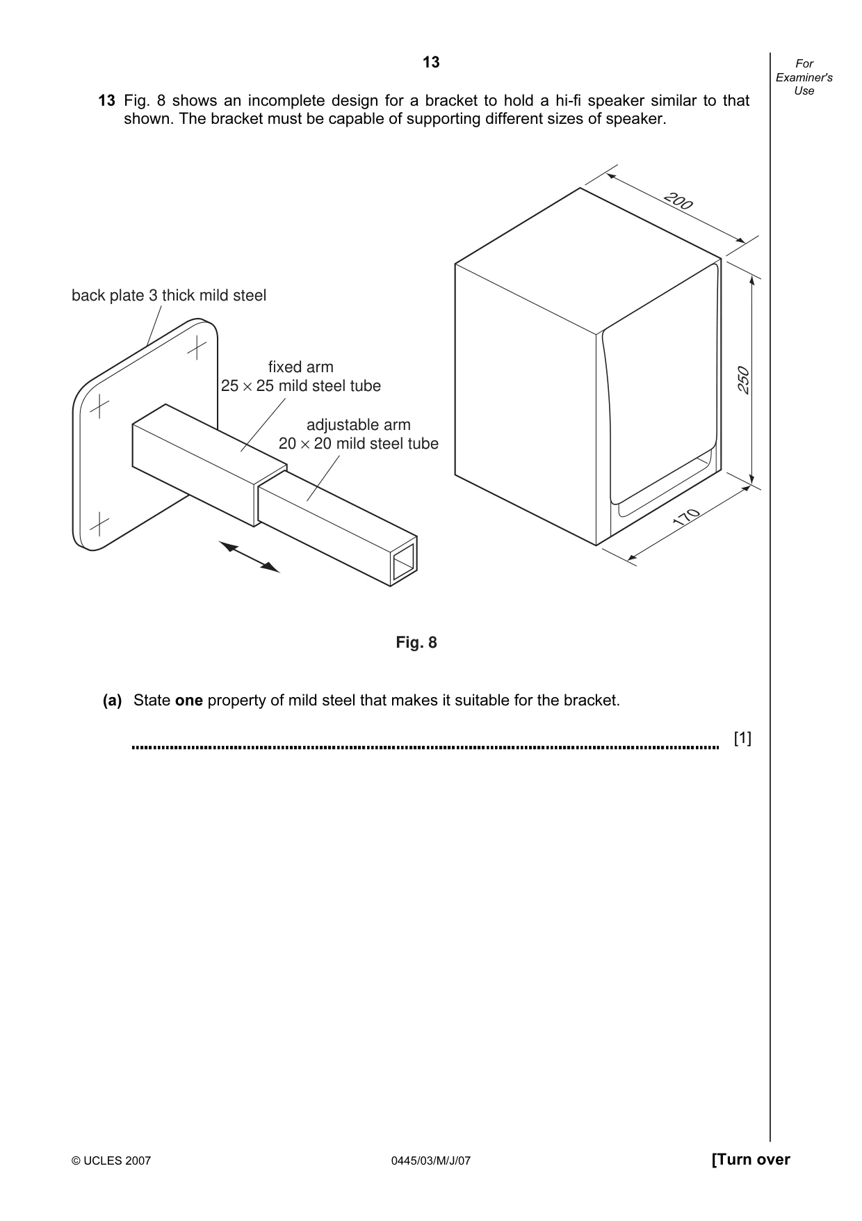 Cambridge IGCSE Design and Technology 0445 2007 May/June Paper 3 · Variant 1 question paper, page 13 of 16
