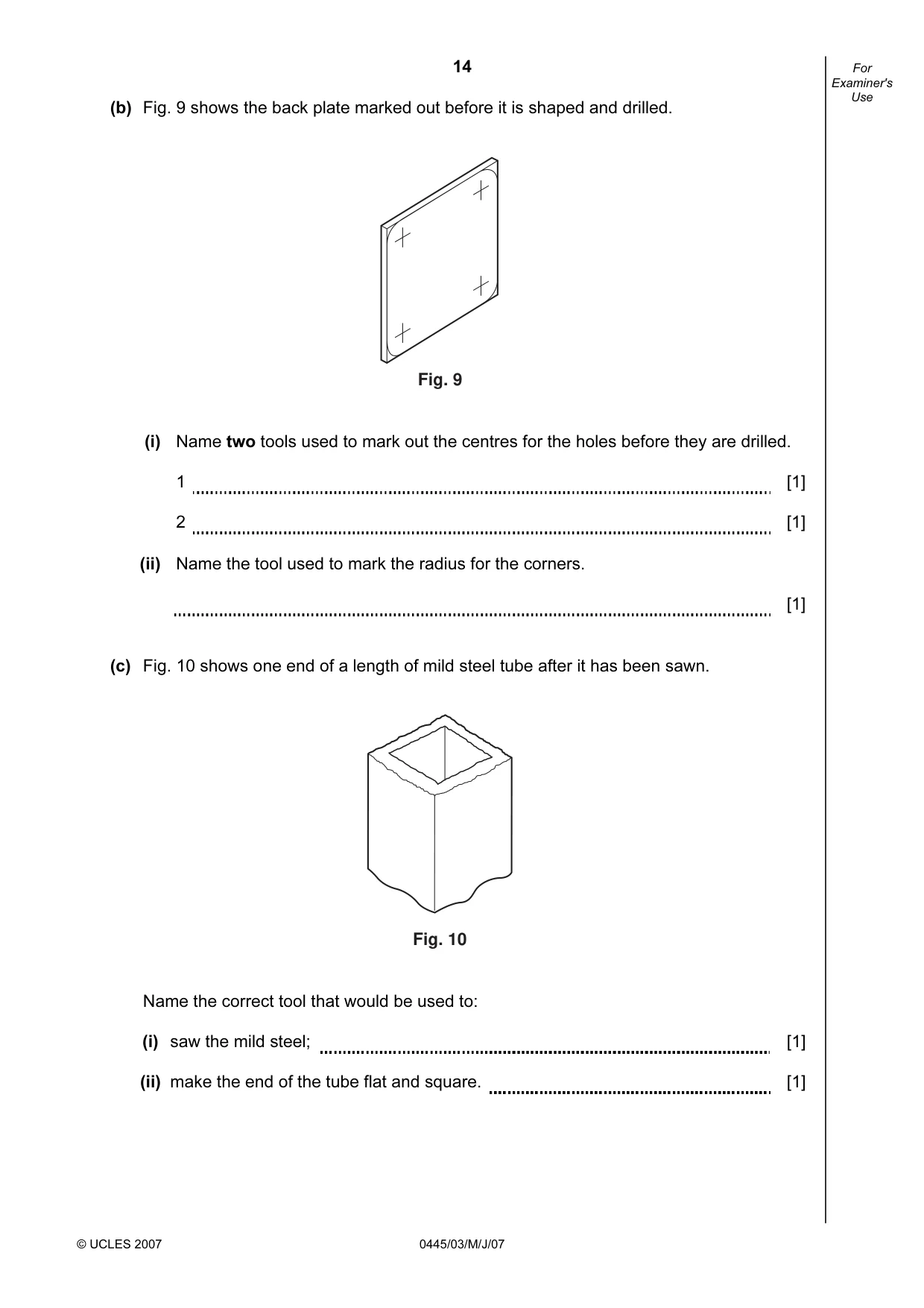 Cambridge IGCSE Design and Technology 0445 2007 May/June Paper 3 · Variant 1 question paper, page 14 of 16
