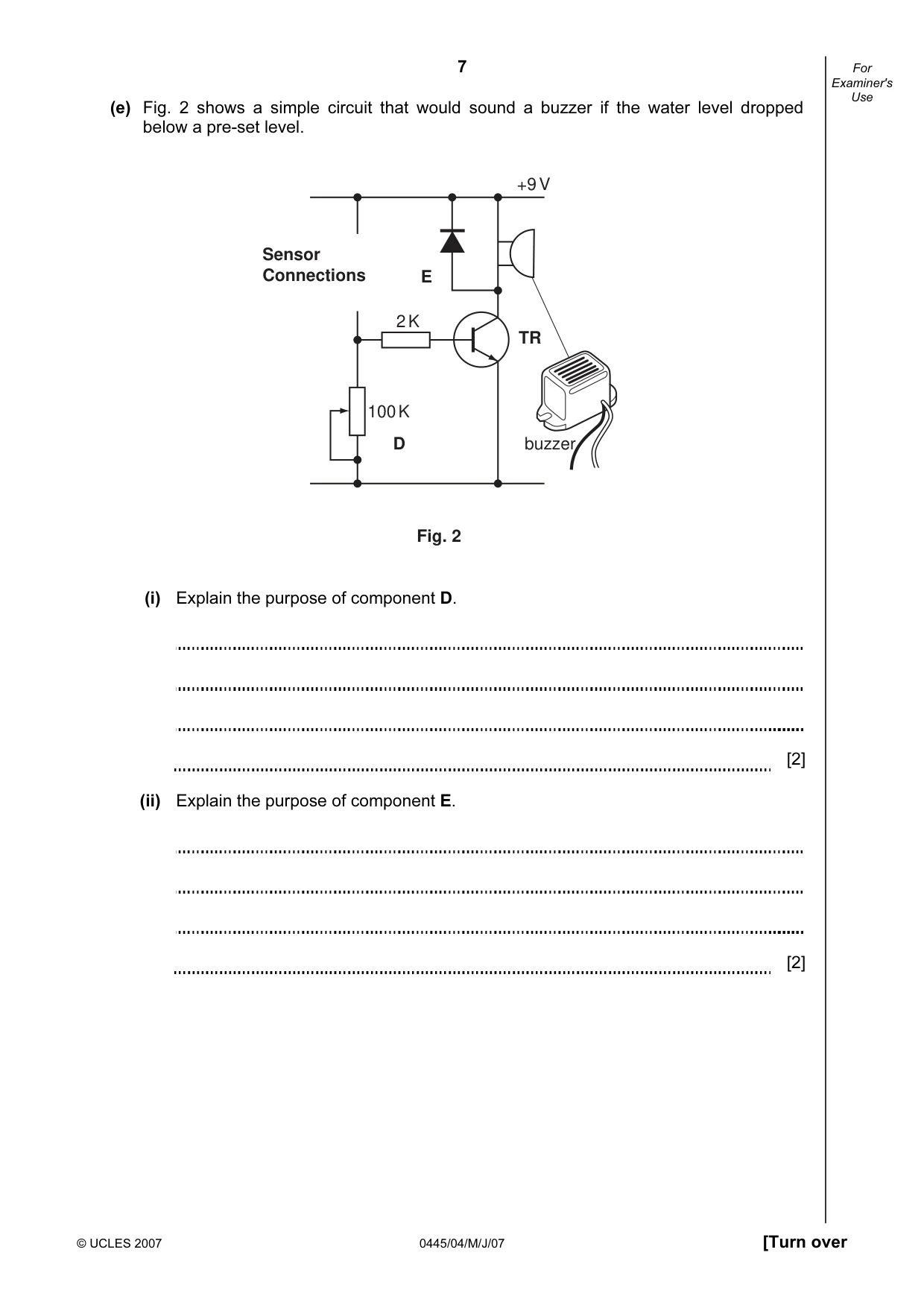 Cambridge IGCSE Design and Technology 0445 2007 May/June Paper 4 · Variant 1 question paper, page 7 of 20