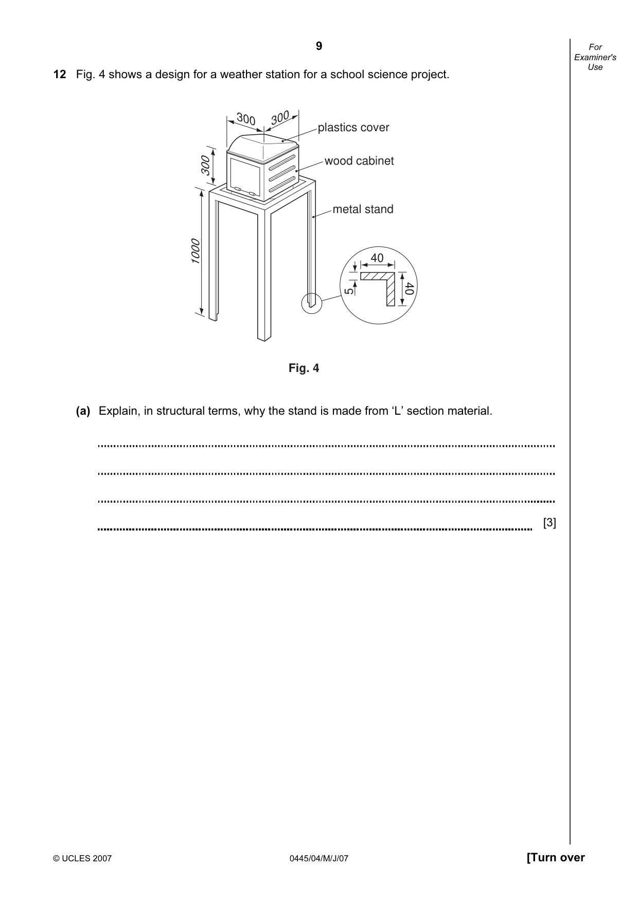 Cambridge IGCSE Design and Technology 0445 2007 May/June Paper 4 · Variant 1 question paper, page 9 of 20